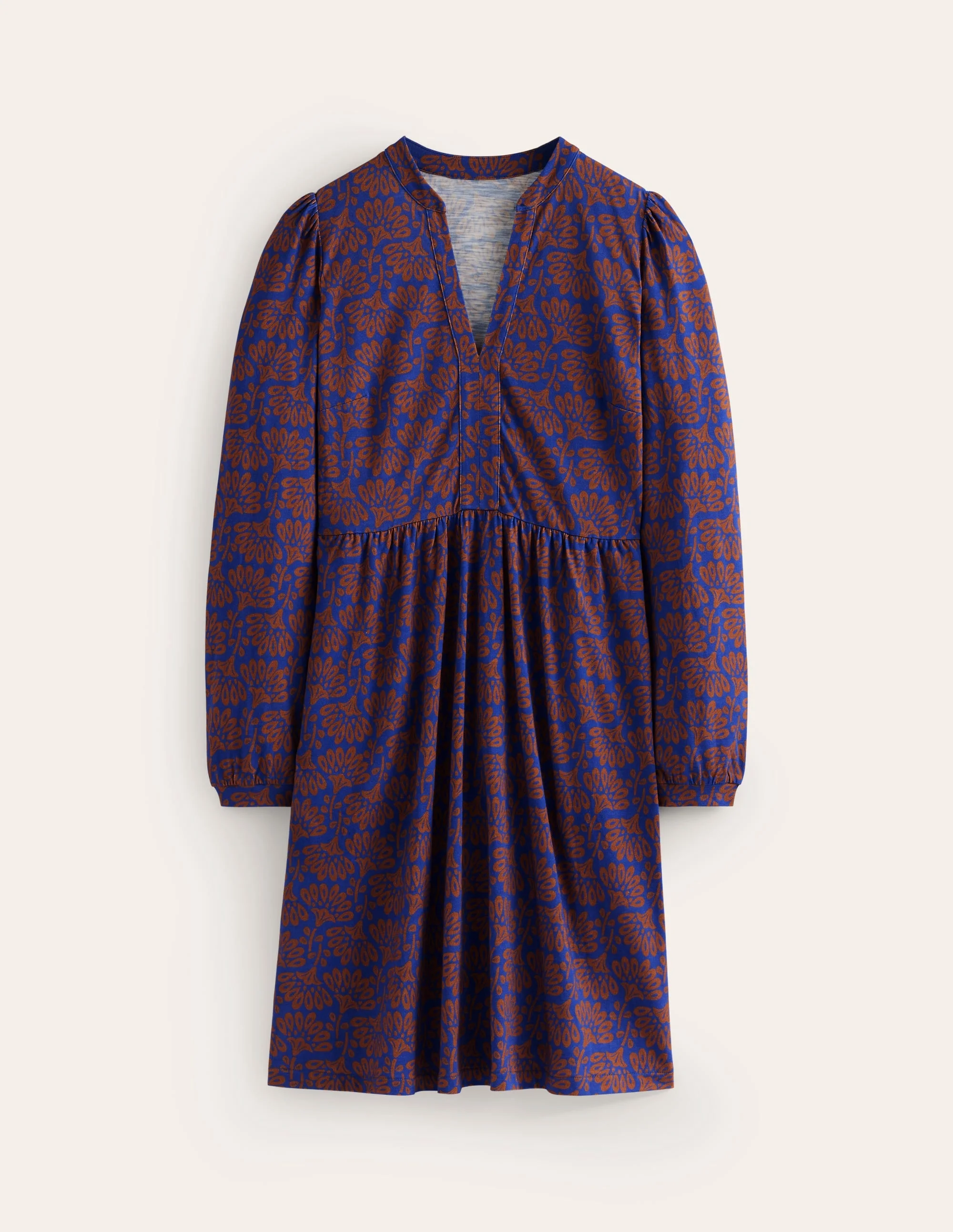 Naomi Relaxed Jersey Dress-Gingerbread, Dandelion Sprig - 1