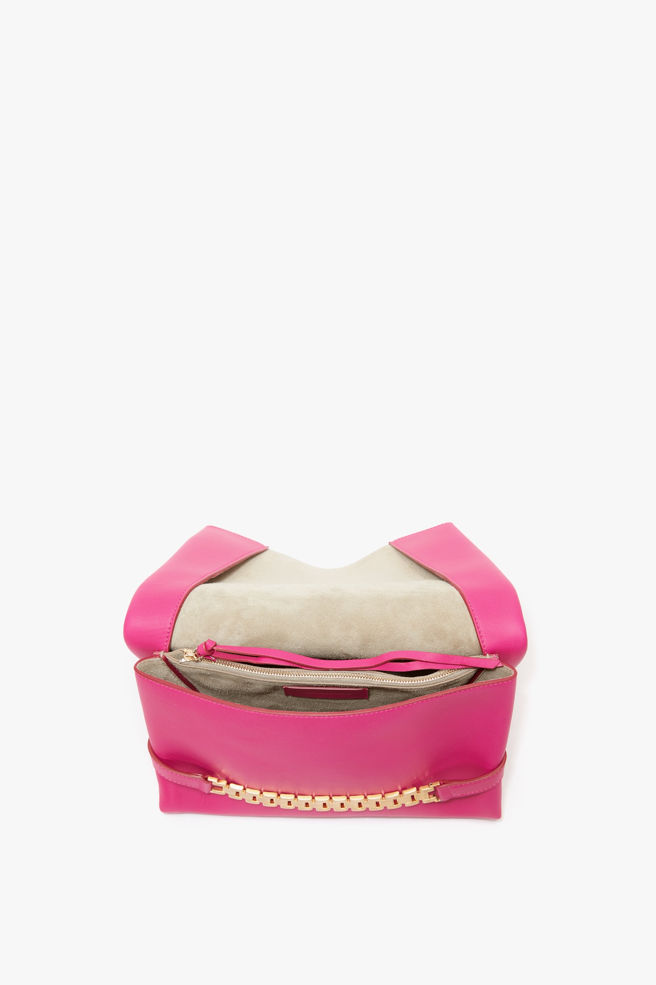 Chain Pouch Bag In Fuchsia Leather - 3