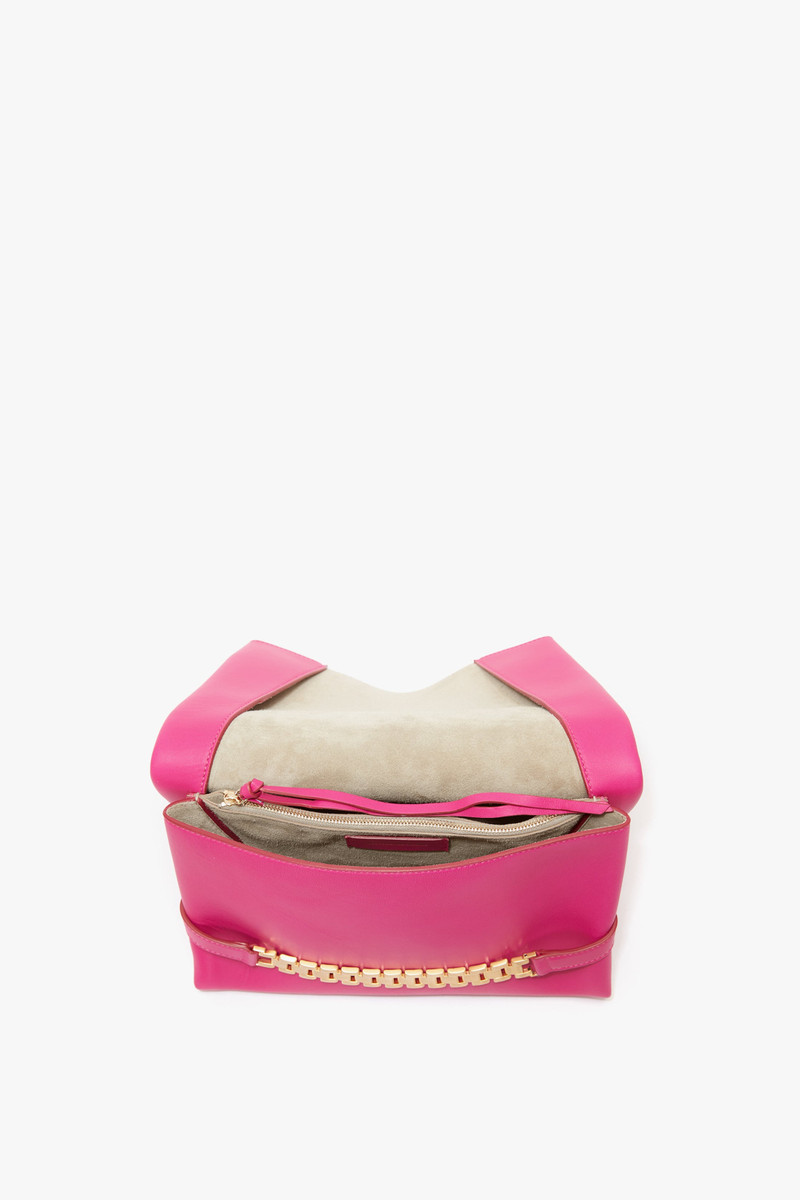 Chain Pouch Bag In Fuchsia Leather 3