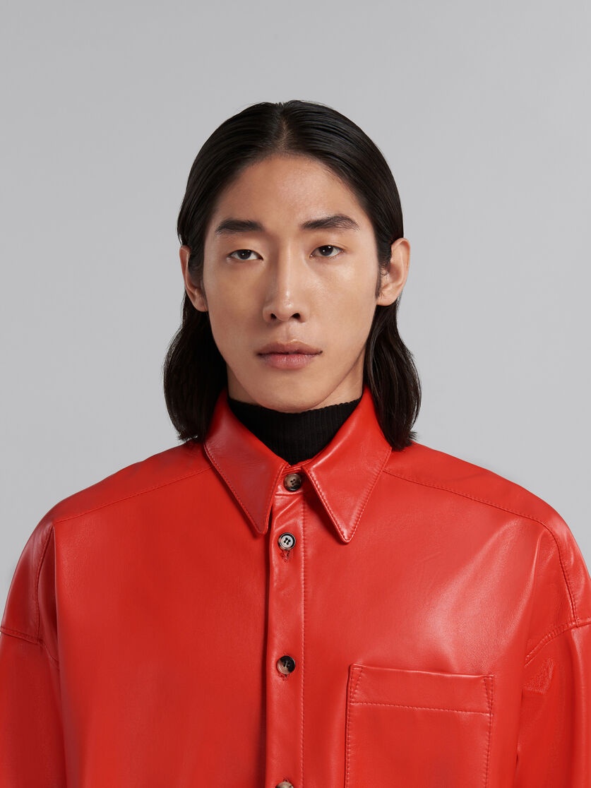RED NAPPA LEATHER SHIRT - 4