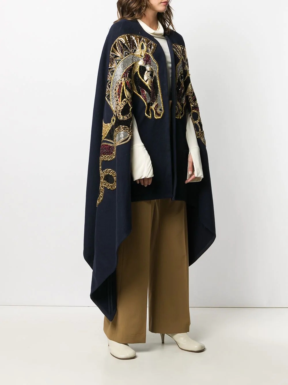 embroidered wool cape - 3