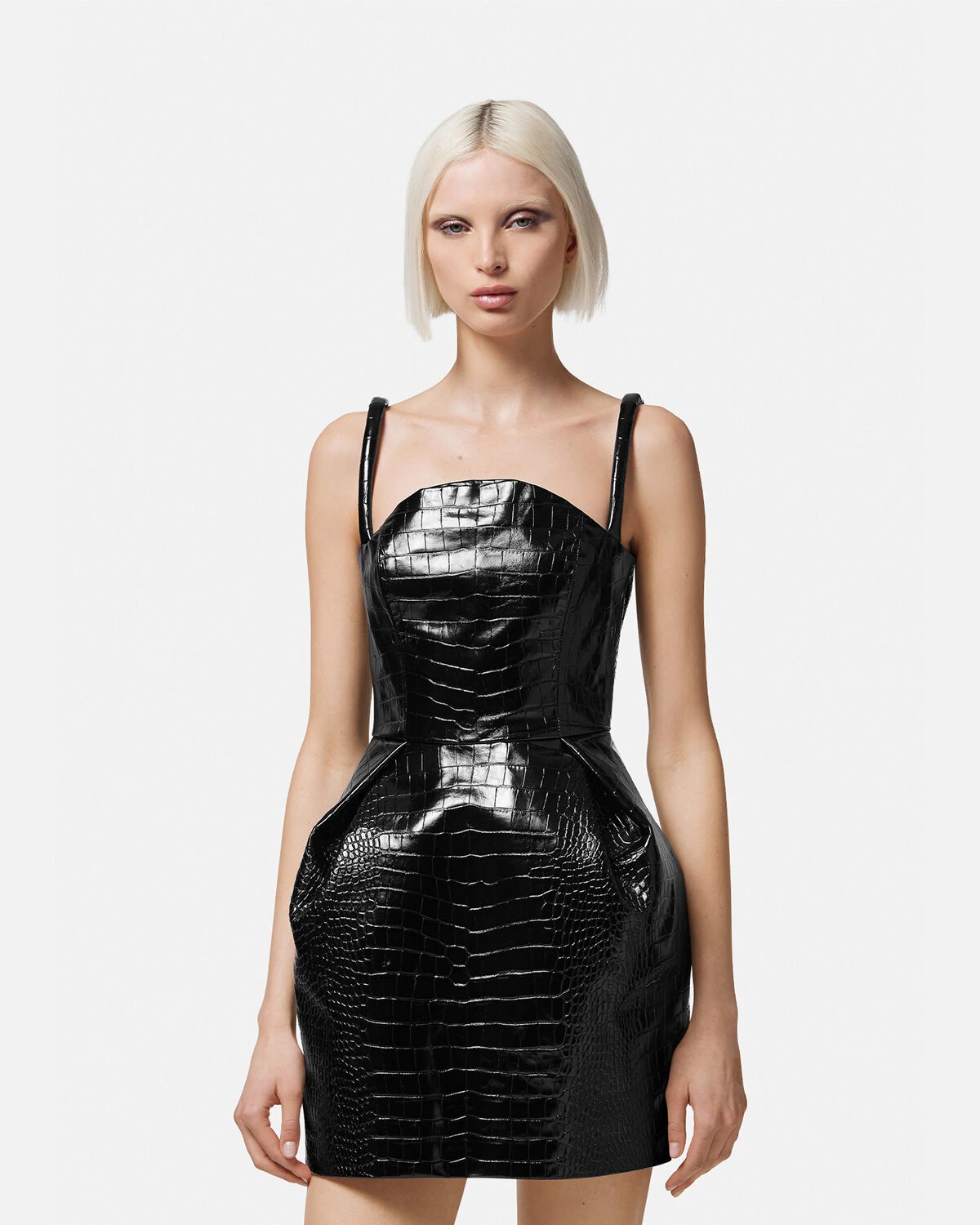 Croc-Effect Leather Mini Dress - 3