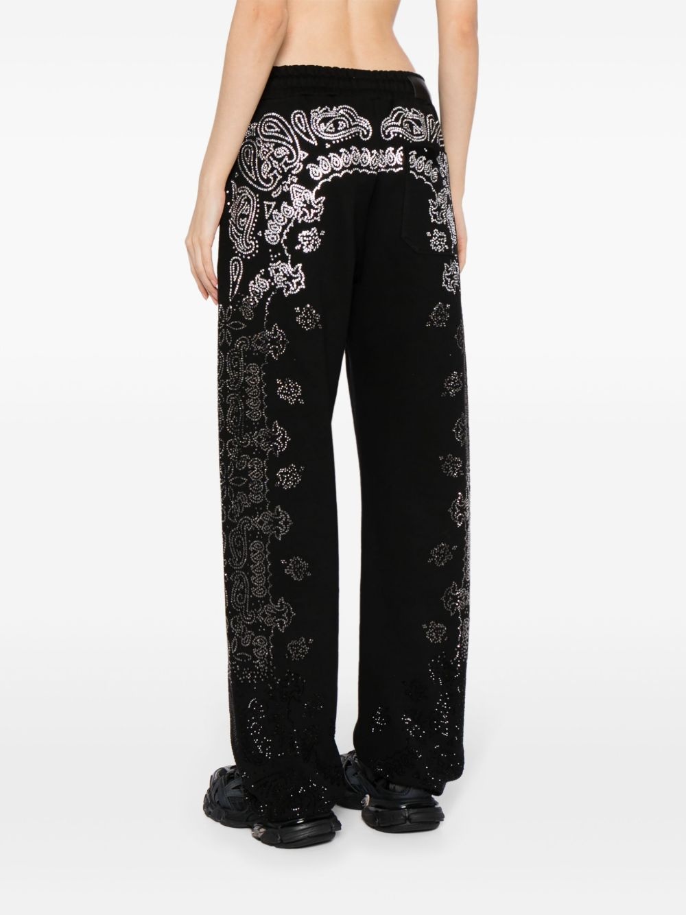 crystal-embellished bandana track pants - 4
