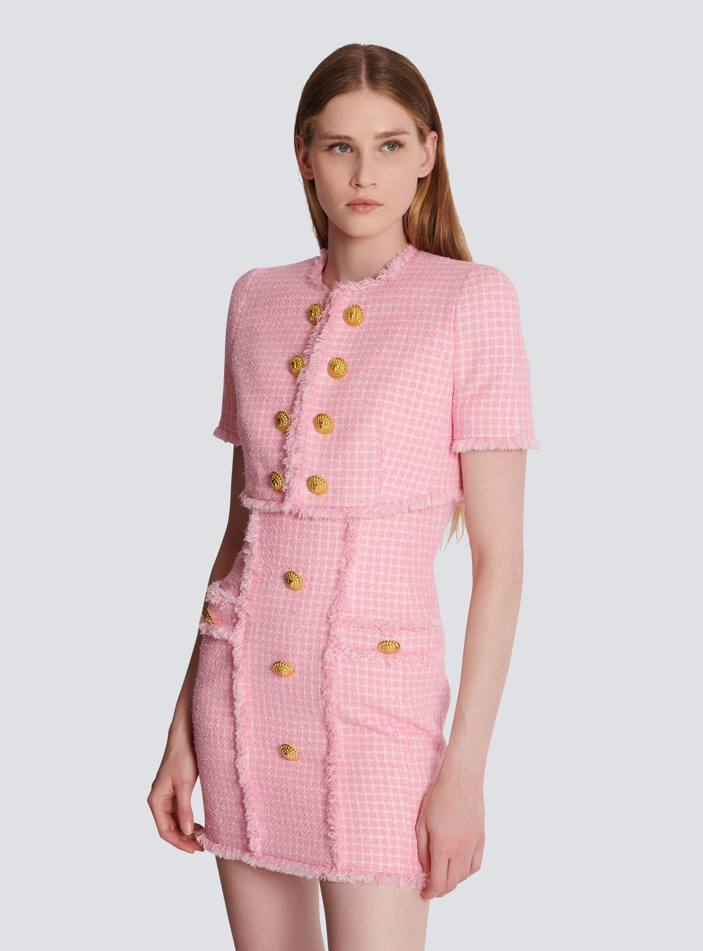 Gingham tweed jacket - 6