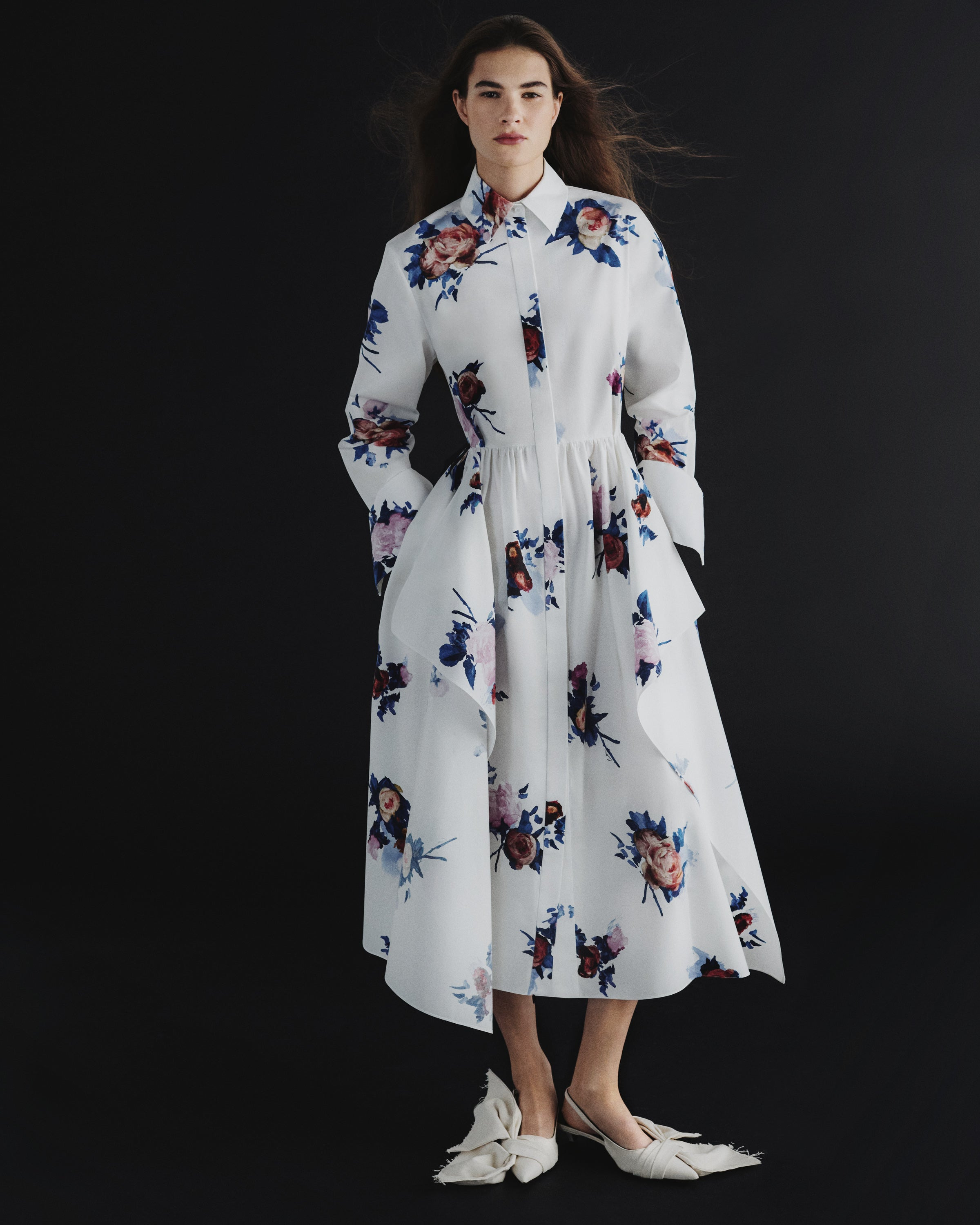 LONG SLEEVE MIDI SHIRT DRESS - 5