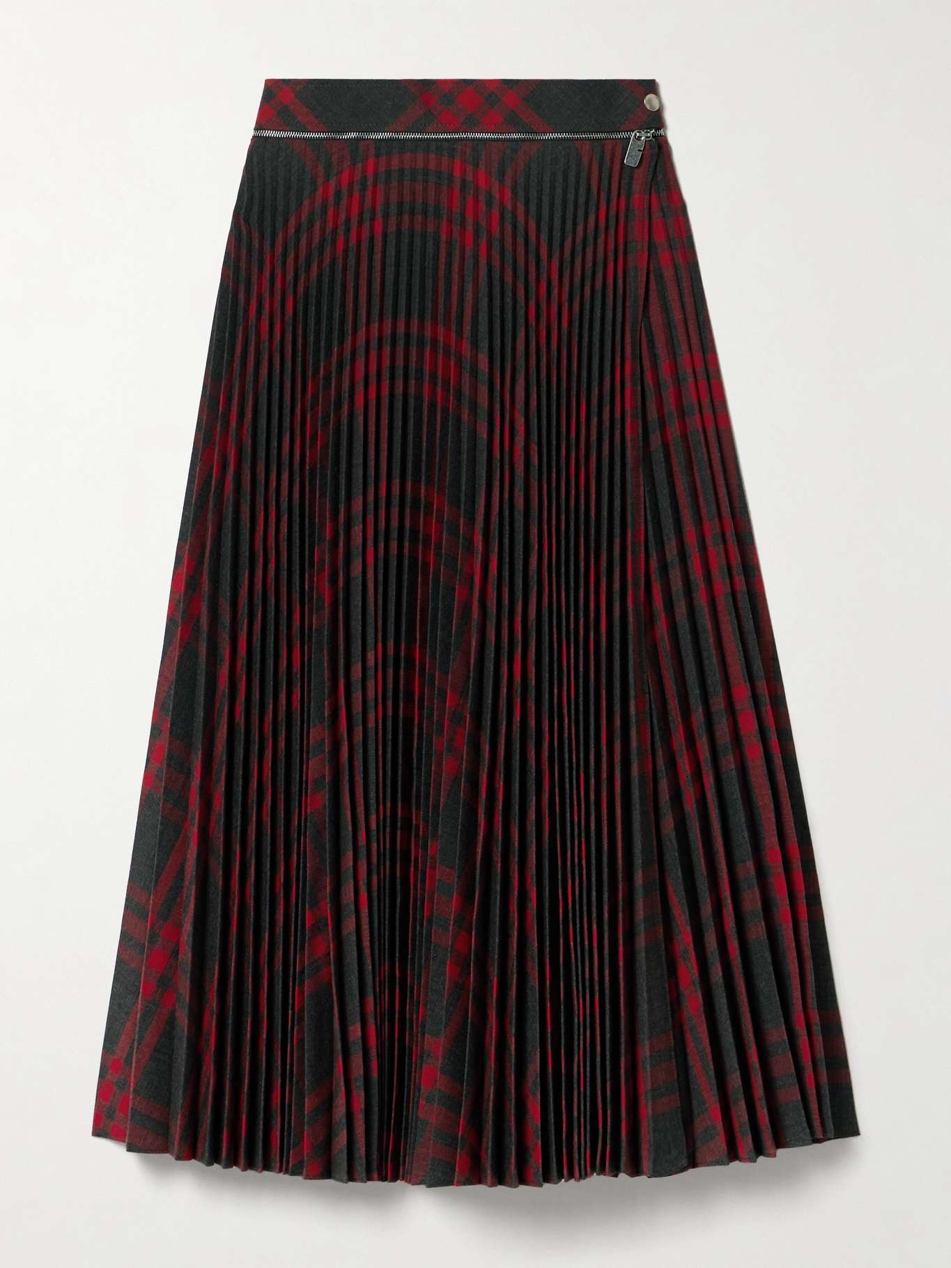 Checked pleated woven midi wrap skirt - 1