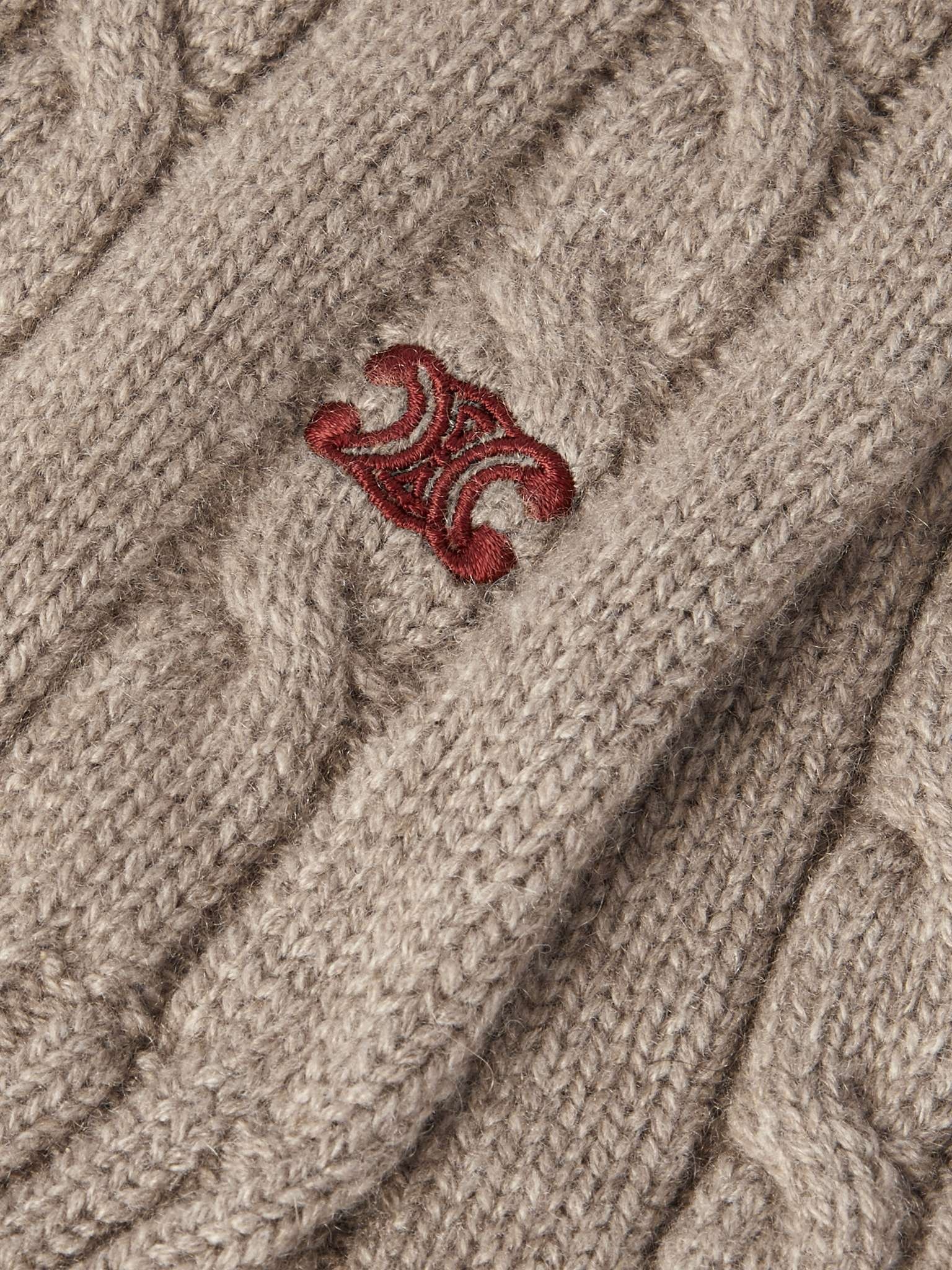 Logo-Embroidered Cable-Knit Cashmere Scarf - 3