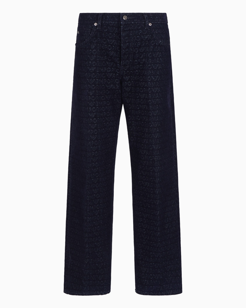 J74 LOOSE-FIT DENIM JEANS WITH ALL-OVER FLOCKED LOGO LETTERING 1