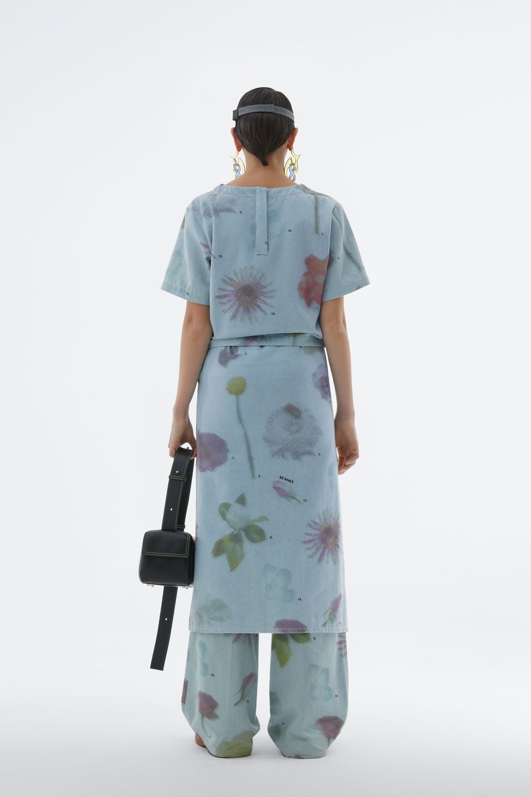 DENIM BOXY TOP WITH FLOWER PRINT - 4