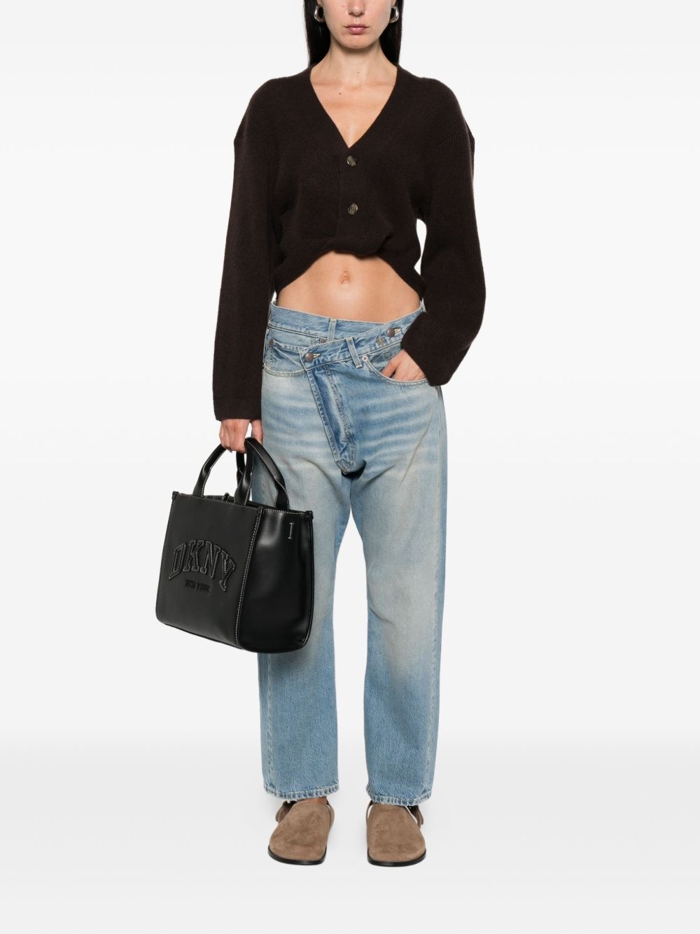 button-front cropped cardigan - 2