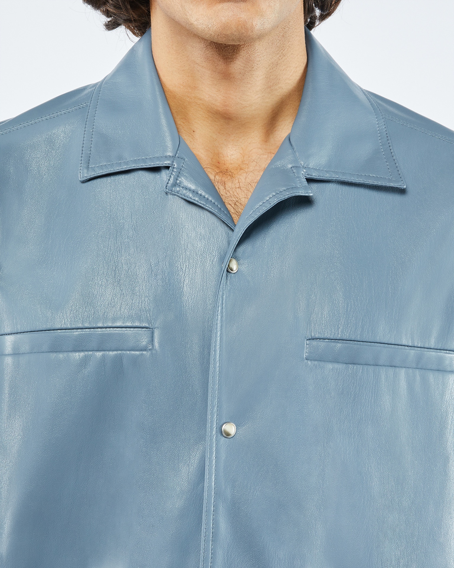 MAKAI - OKOBOR™ alt-leather shirt - Storm blue - 5