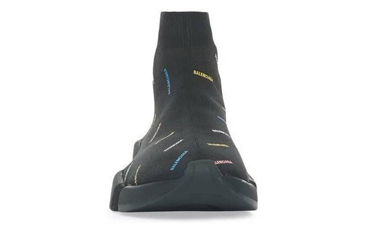 Balenciaga Speed 2.0 Sneakers 'Recycled Knit Black with Multicolor Allover Logo' 617239W2DF01088 - 3