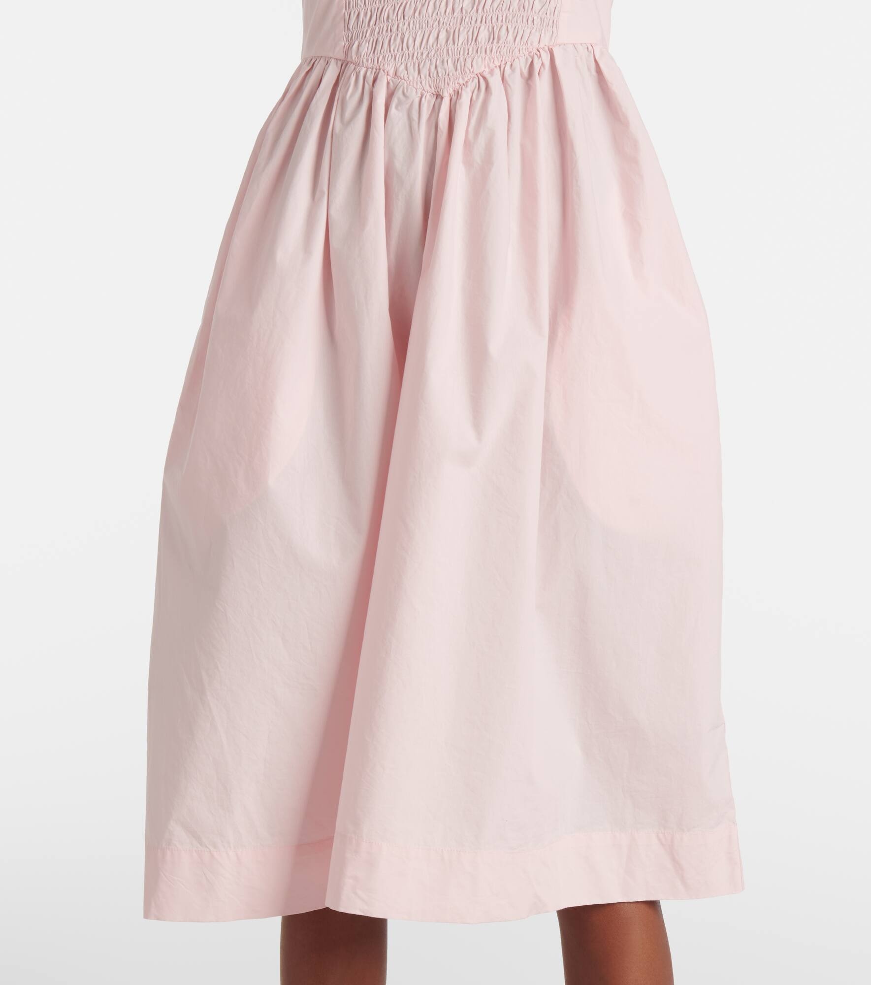 Smocked cotton poplin midi dress - 5