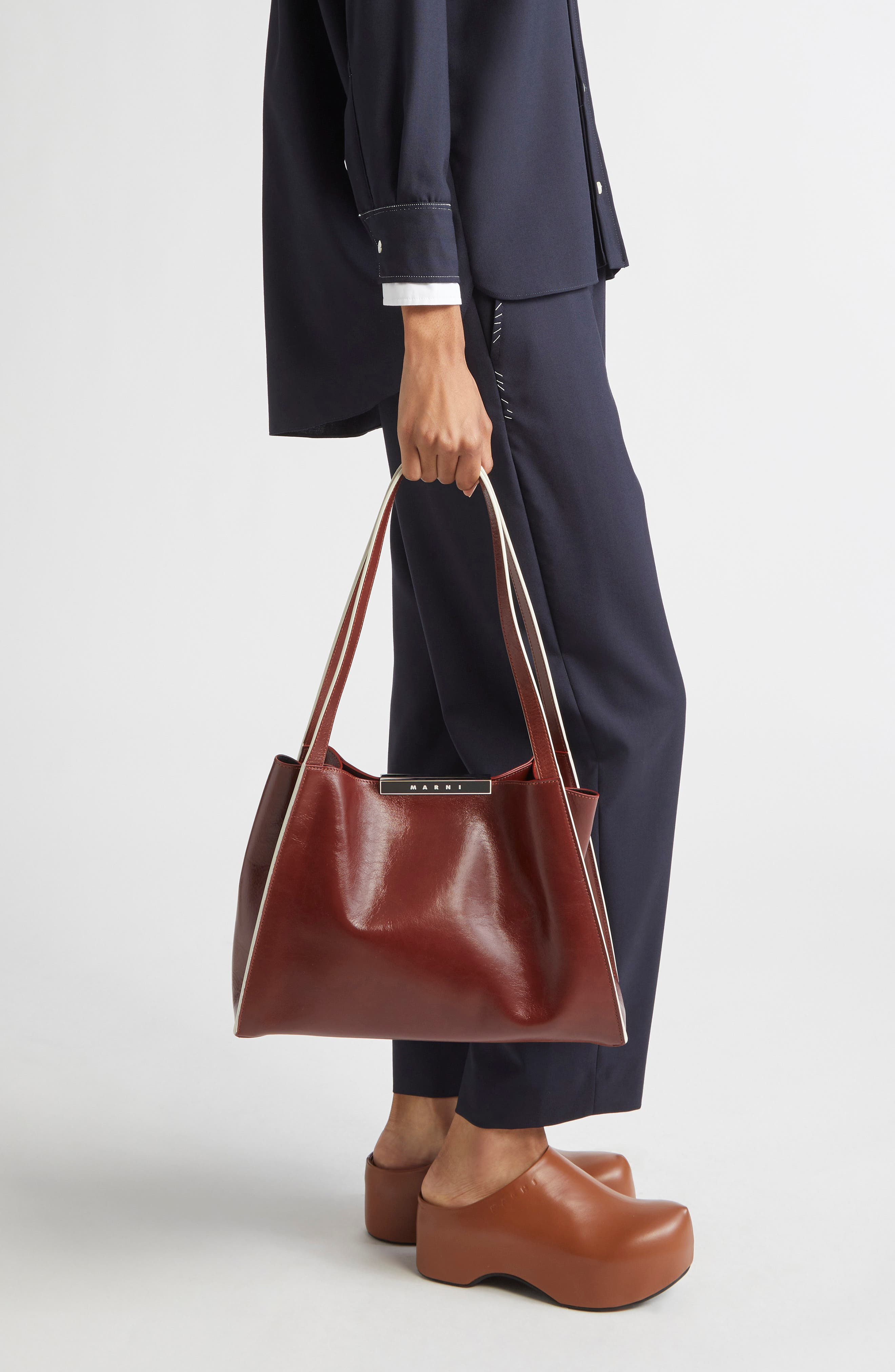 Marni Small East/West Leather Tote in 627 - 3