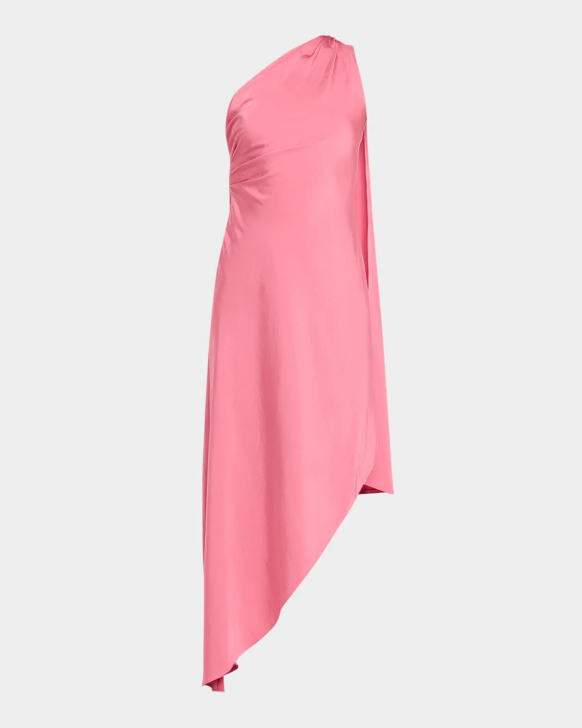 Satin One-Shoulder Midi Dress - 1