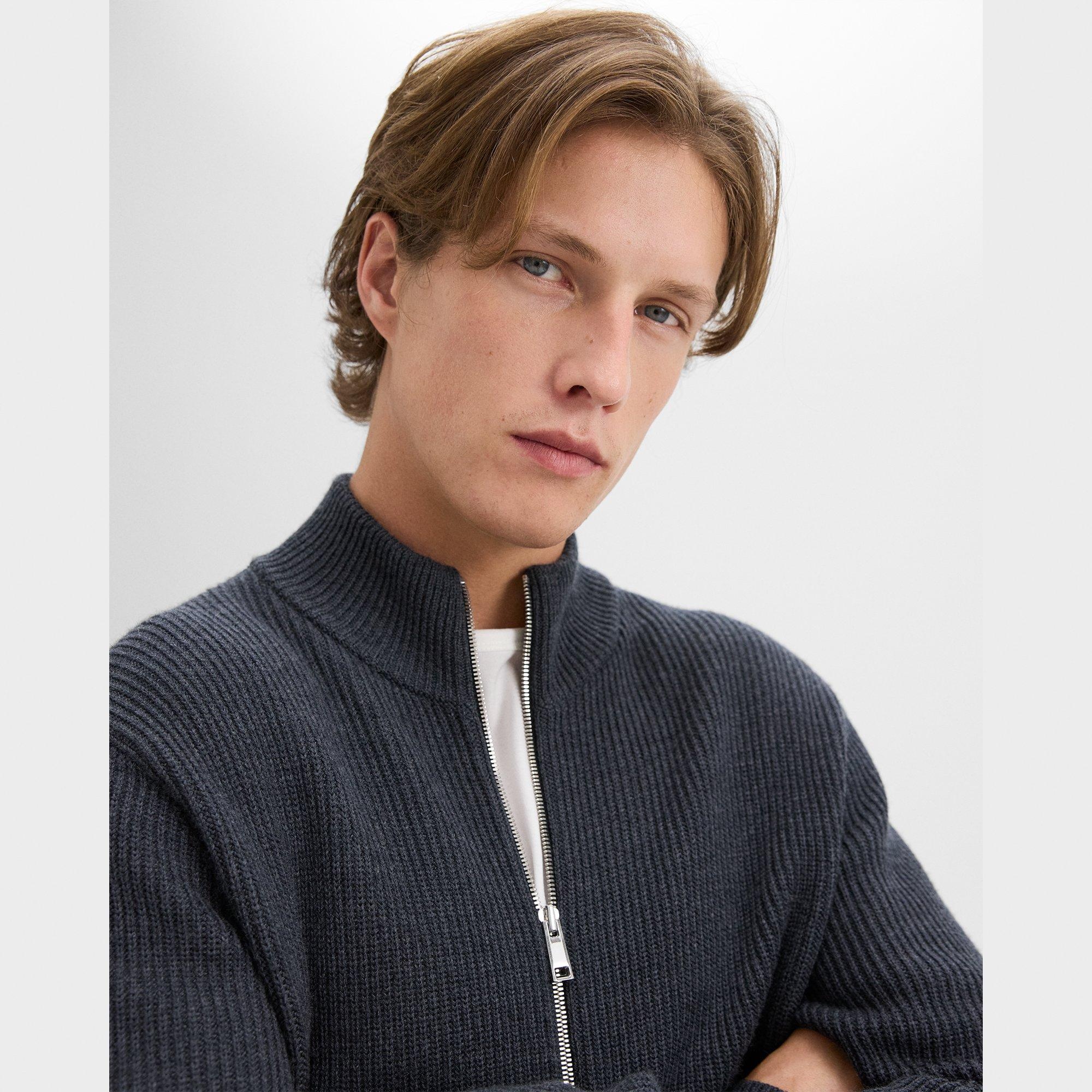 Ribbed Zip-Up Cardigan in Merino Wool - 5