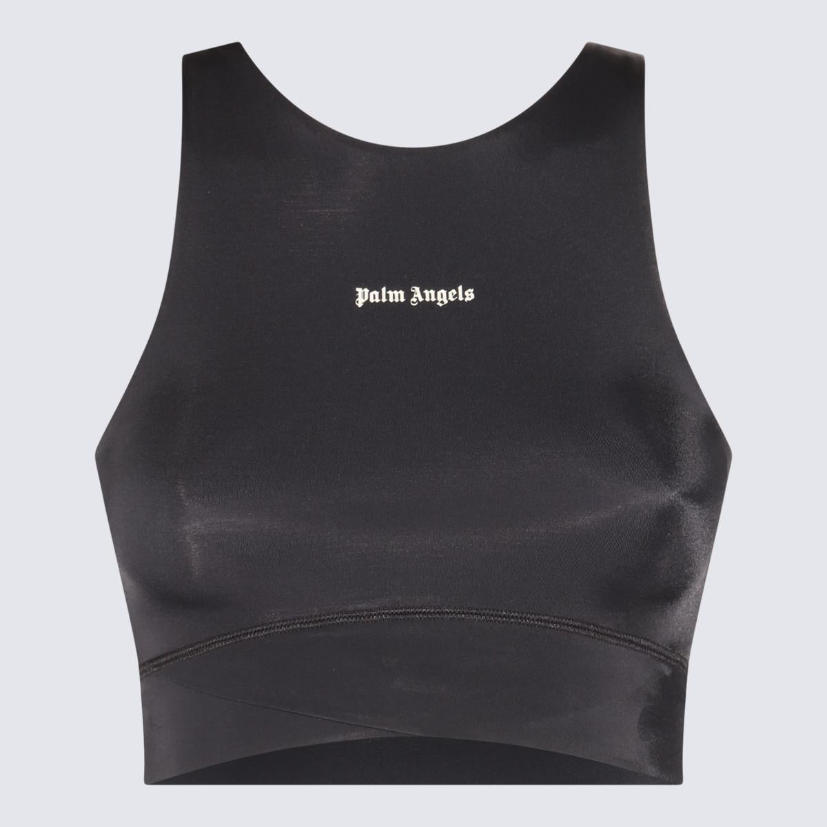 PALM ANGELS BLACK AND WHITE CROP TOP - 1