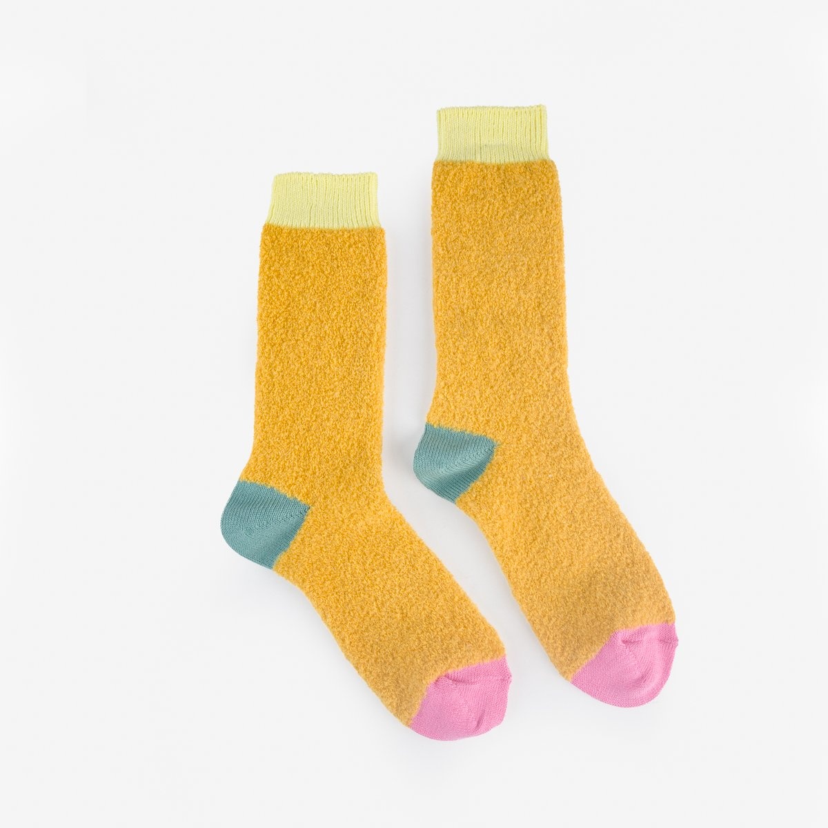 DEC-BOU-YEL Decka Boucle Alpaca Socks - Yellow - 1