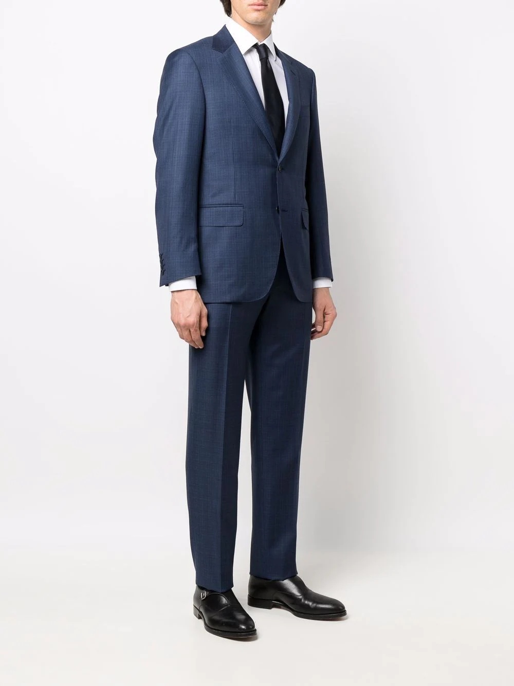 fine-check single-breasted wool suit - 3