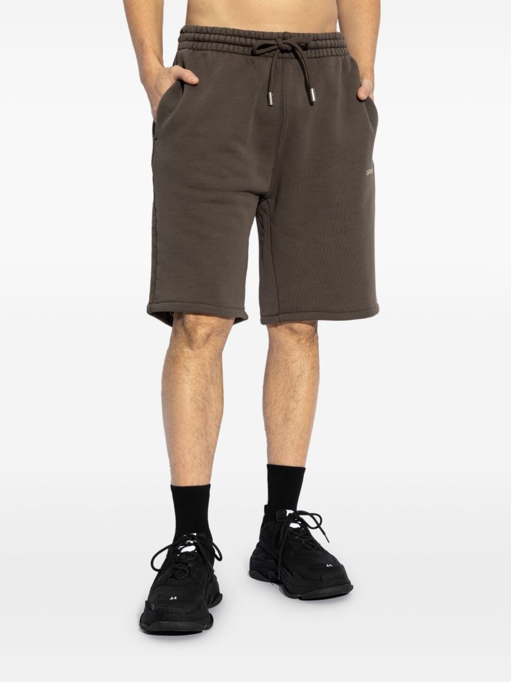 arrow-print cotton track shorts - 3
