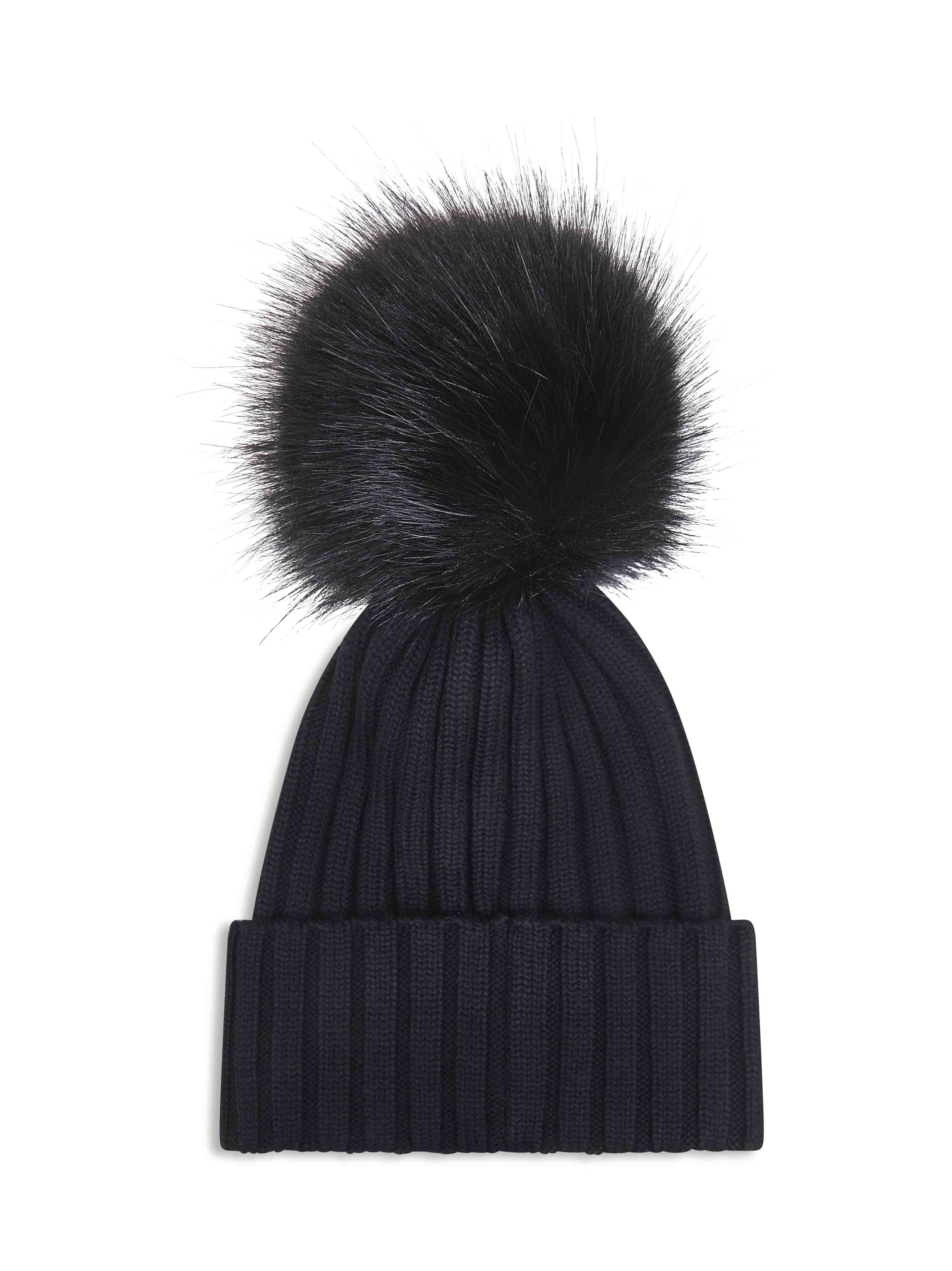 Black wool pom pom beanie - 2
