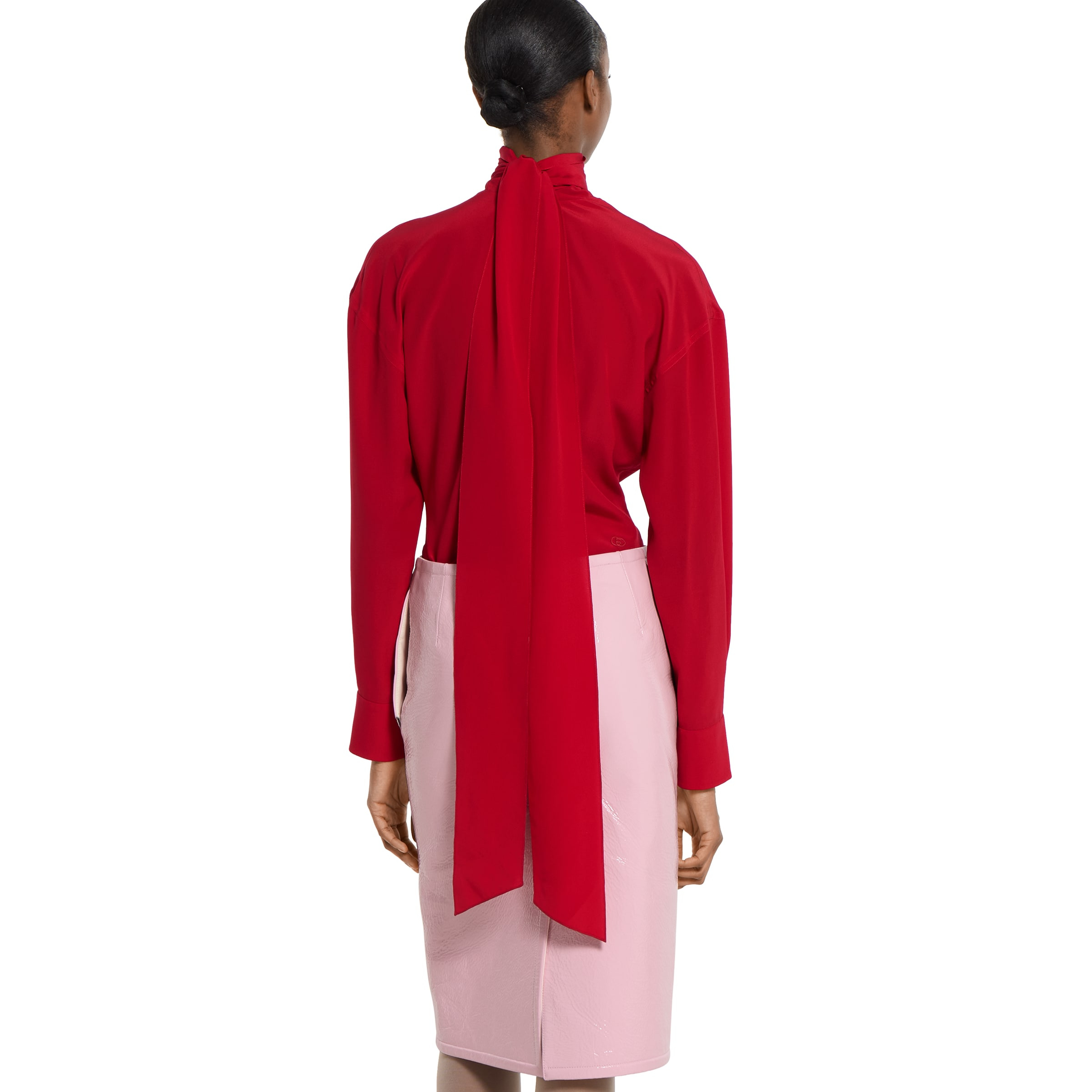 Crêpe de chine shirt with neck bow - 4