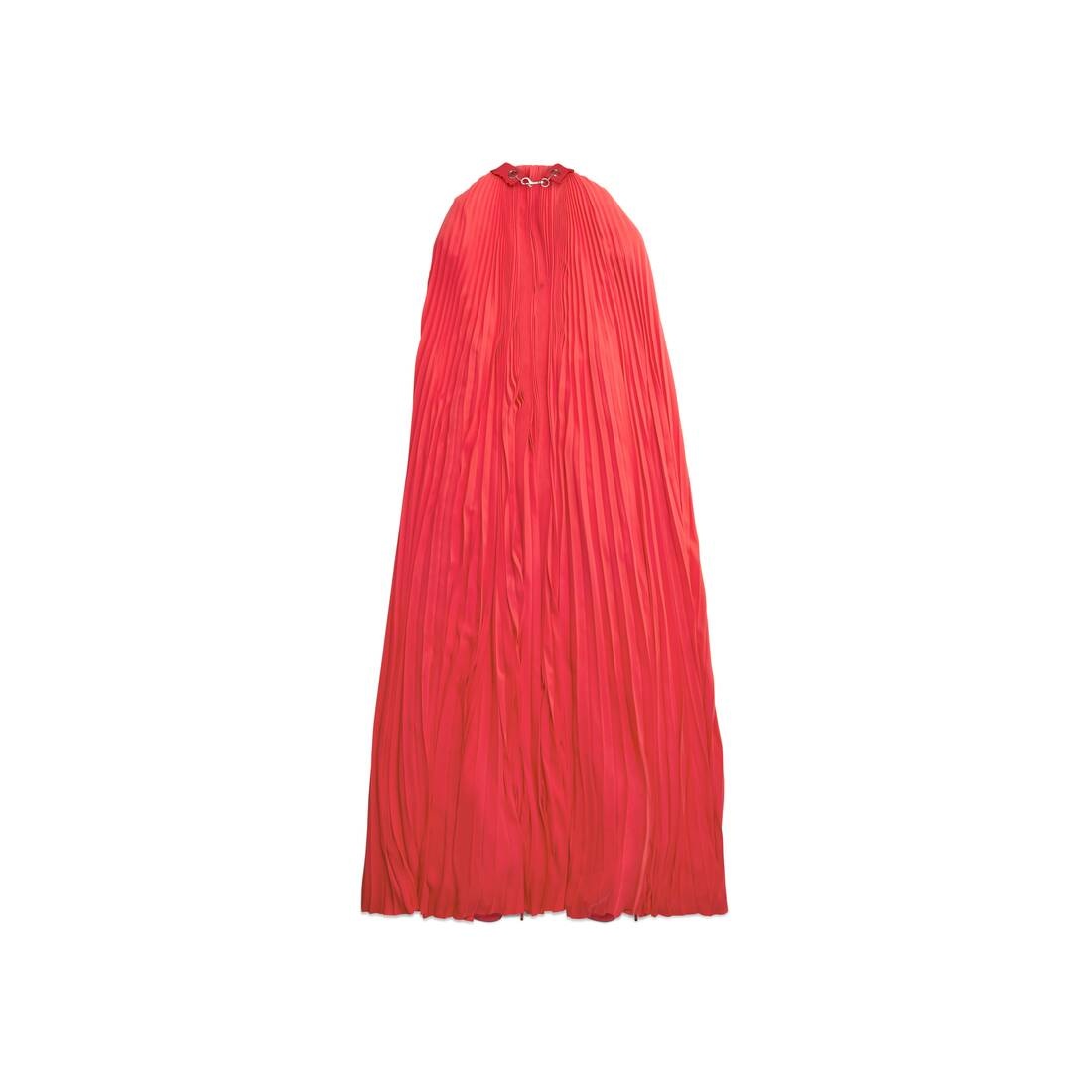 Women's Pleated Cape Maxi Dress in Red - 6