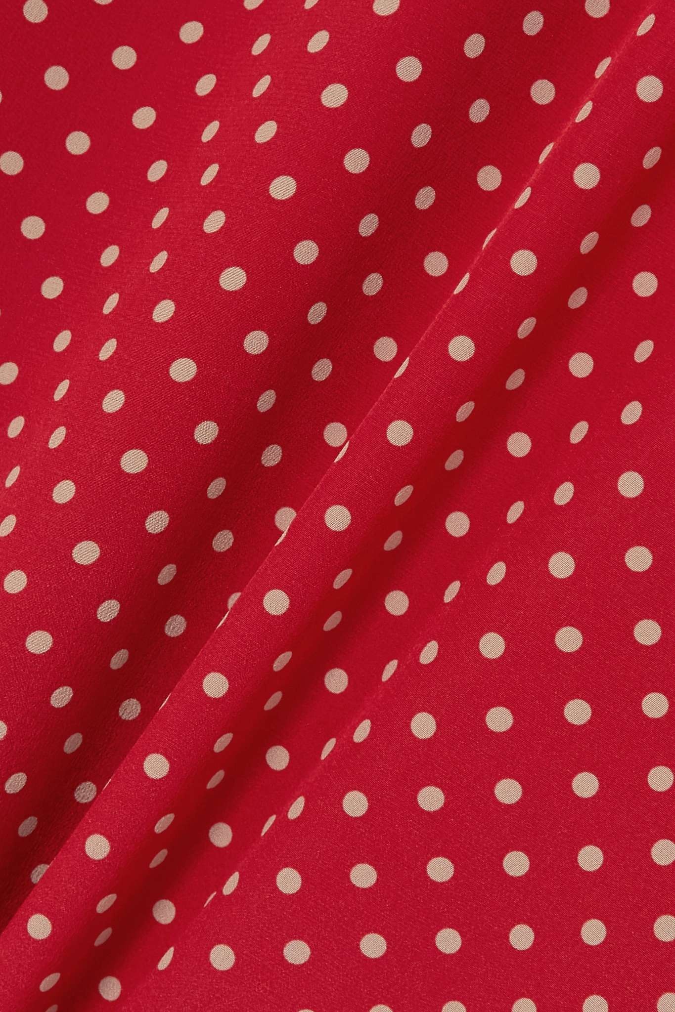 Broderie anglaise-trimmed polka-dot silk crepe de chine midi dress - 5