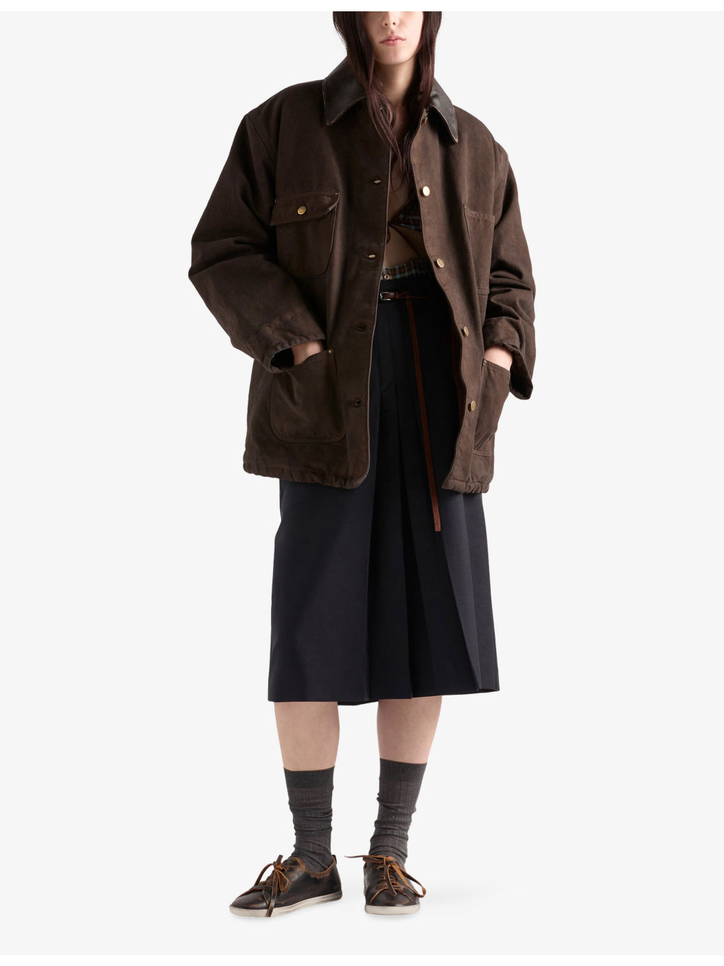 Contrast-Collar Relaxed Canvas Work Jacket - 2