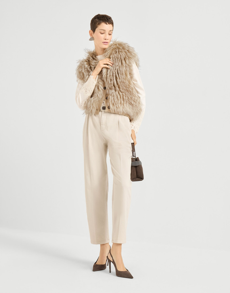 Cozy shearling hooded vest in cashmere 5