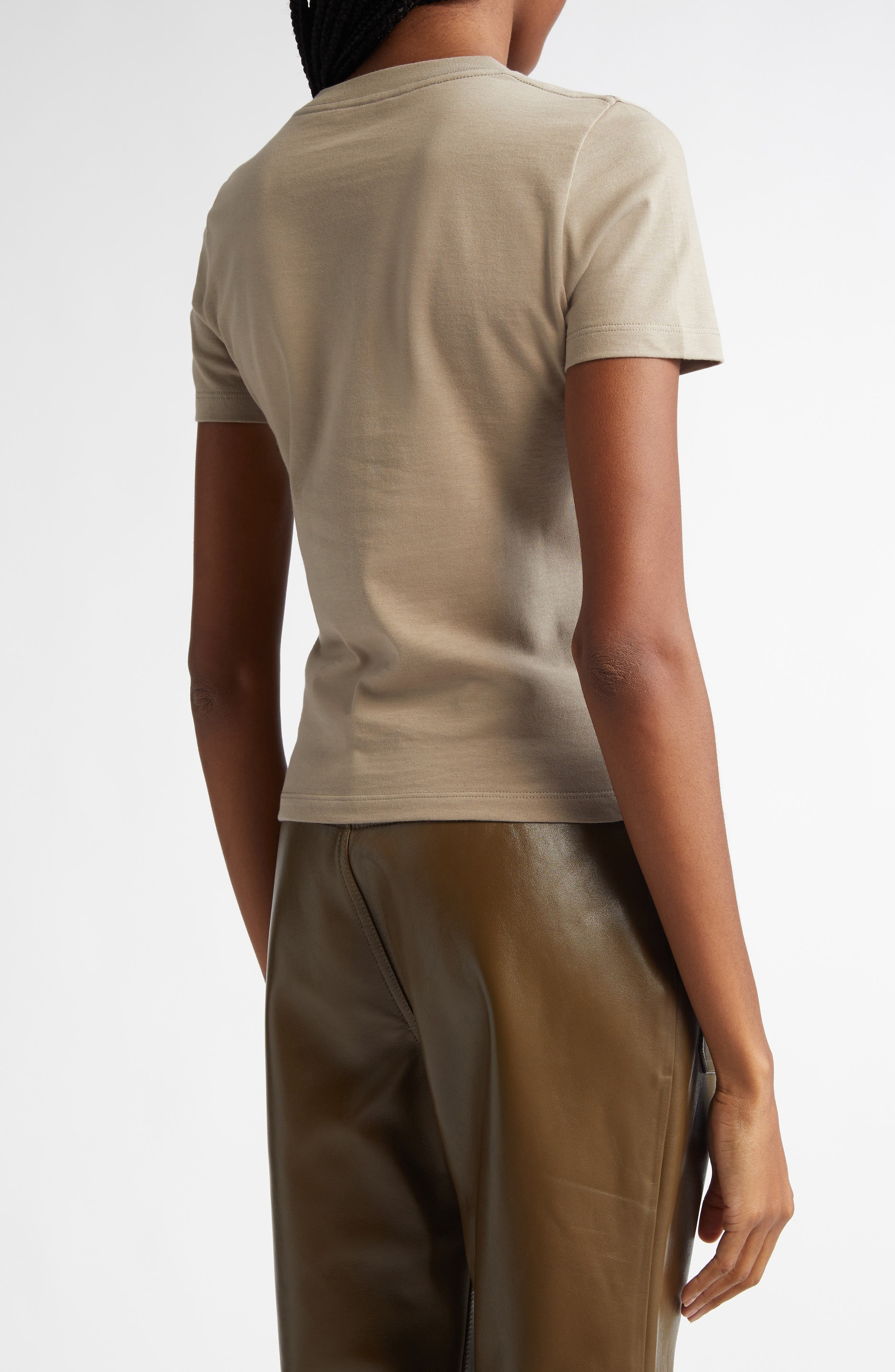 Chloé Logo Appliqué Cotton T-Shirt in Powder Grey at Nordstrom - 3