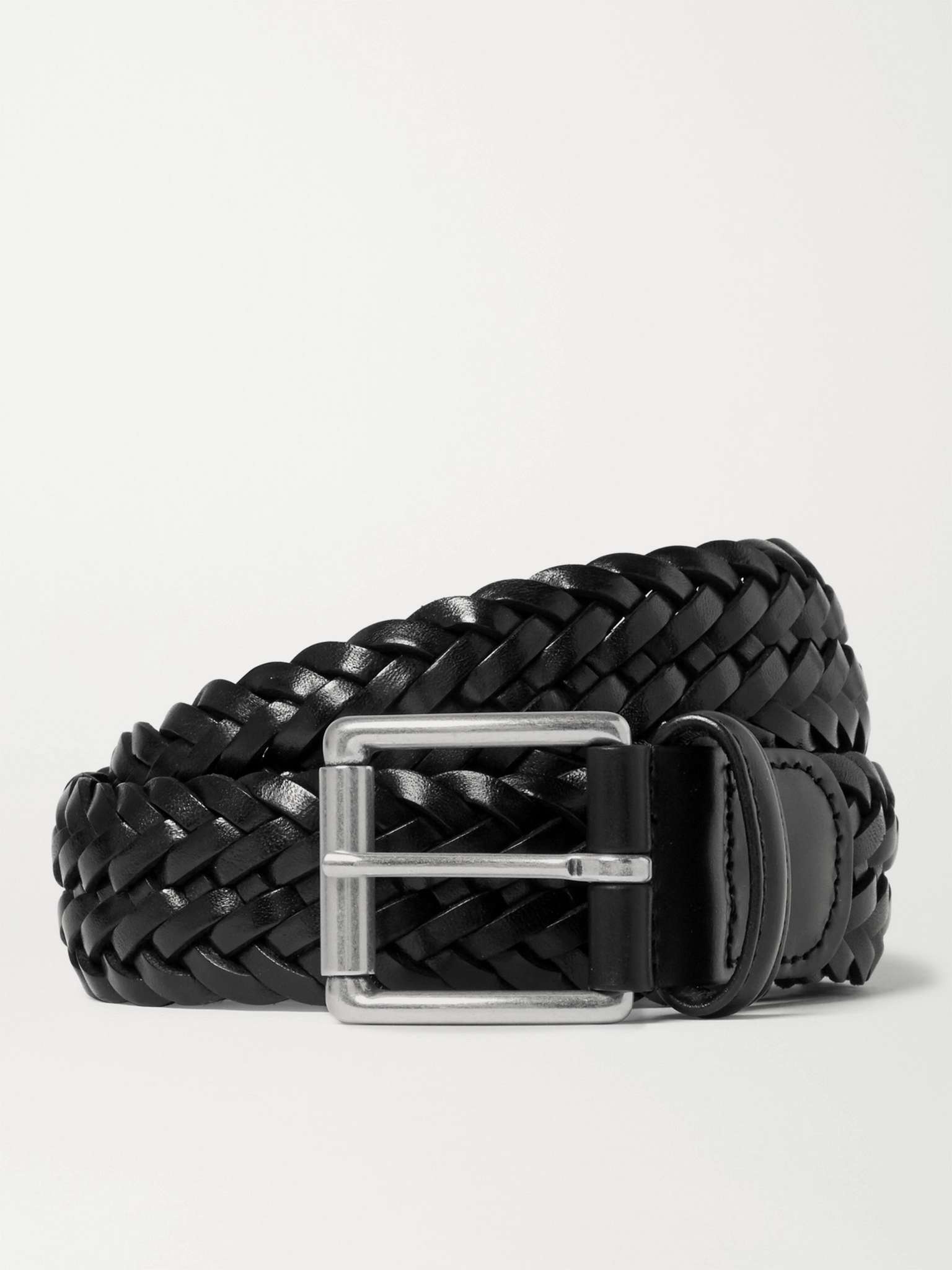 3.5cm Woven Leather Belt - 1
