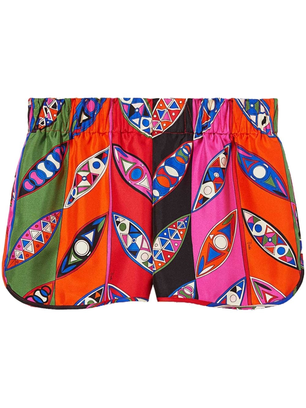 abstract print elasticated waistband silk shorts - 1