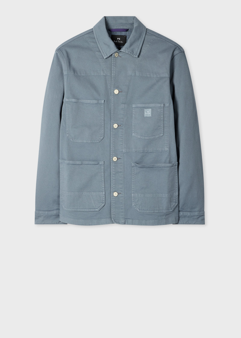 Powder Blue Garment-Dyed Denim Work Jacket 1
