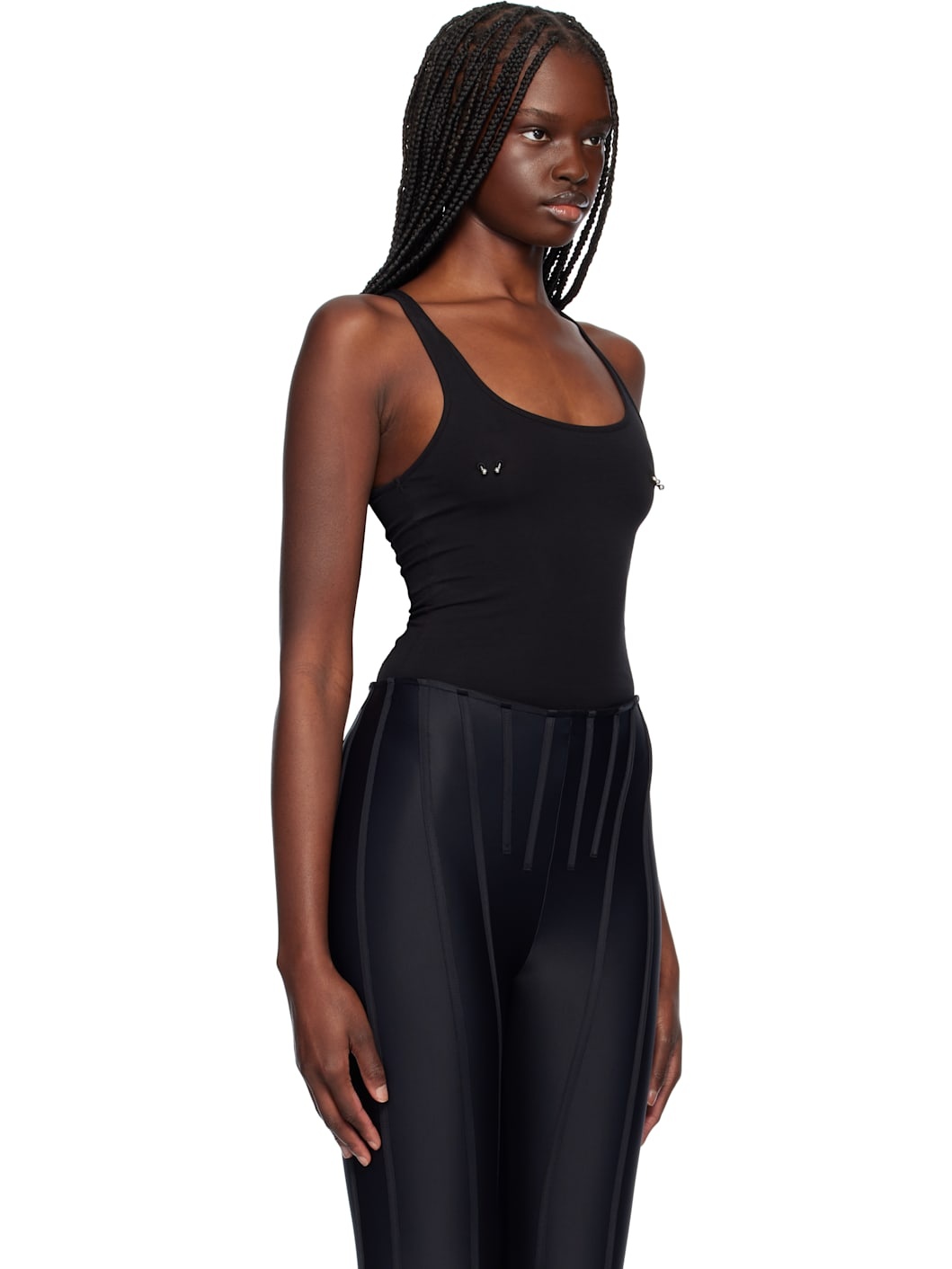 Black Pierced Tank Bodysuit - 2