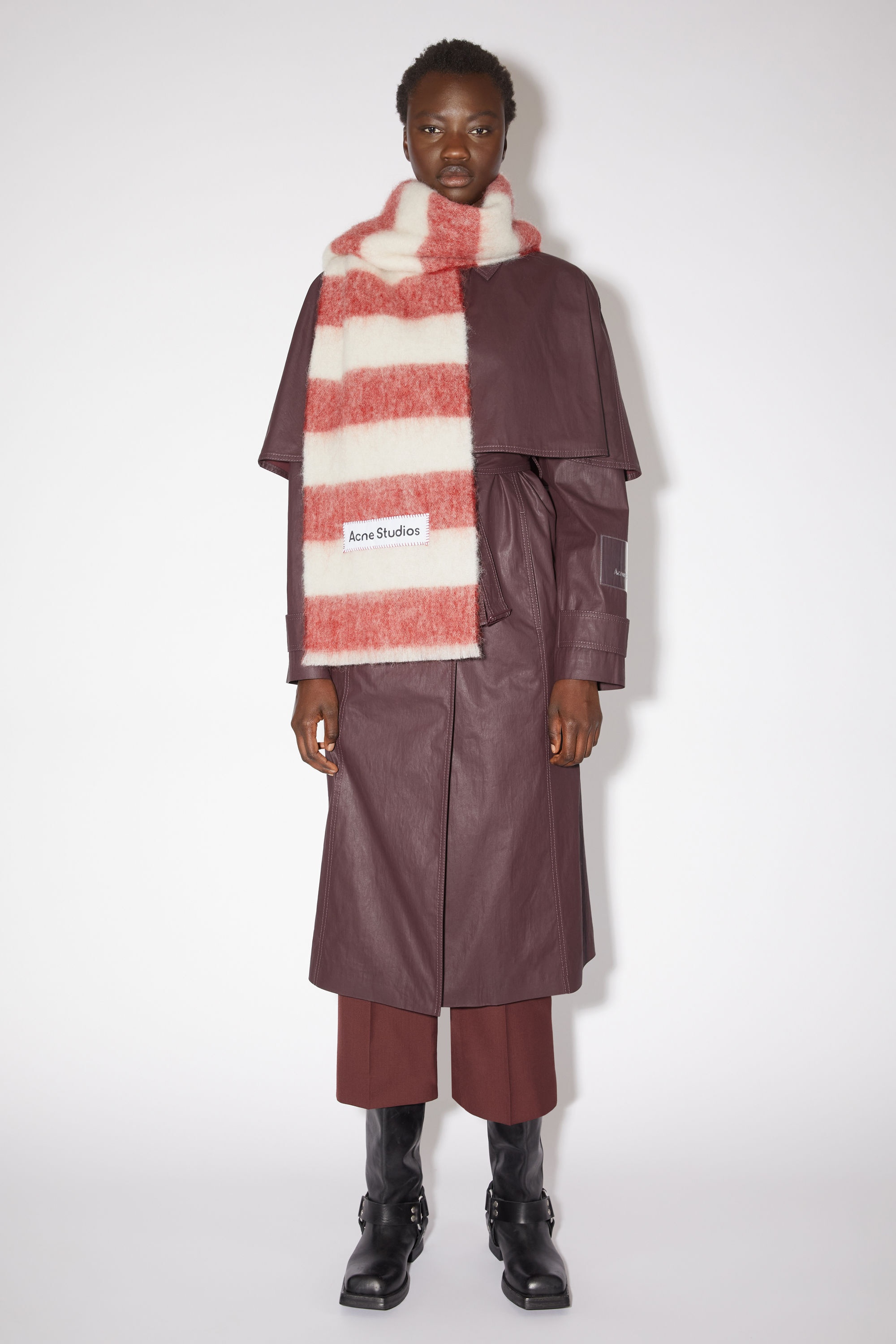 Wool-blend stripe scarf - Red/white - 2