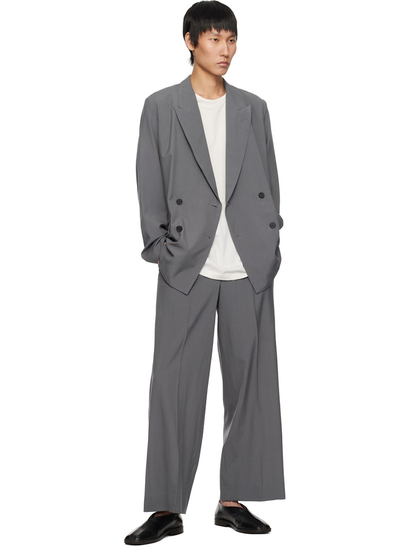 YOKE Gray Double-Breasted Blazer outlook