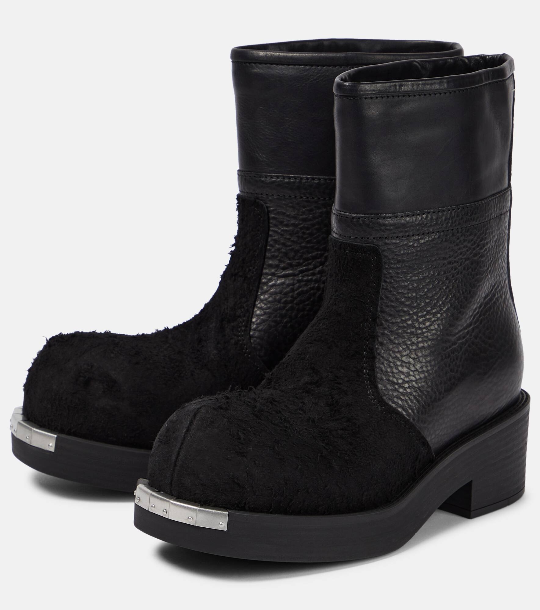 Leather and suede ankle boots - 5