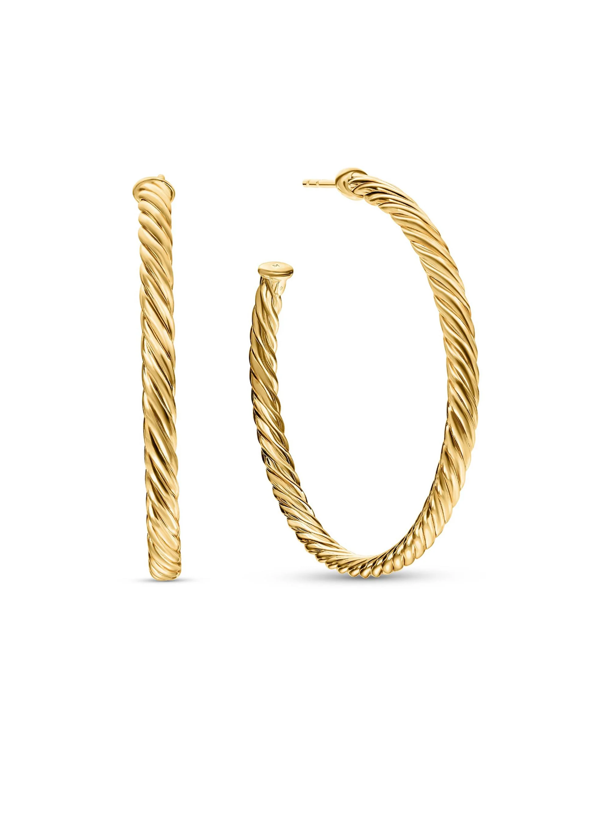 Women's Cablespira Hoop Earrings in 18K Yellow Gold, 1.5in - Gold - 1