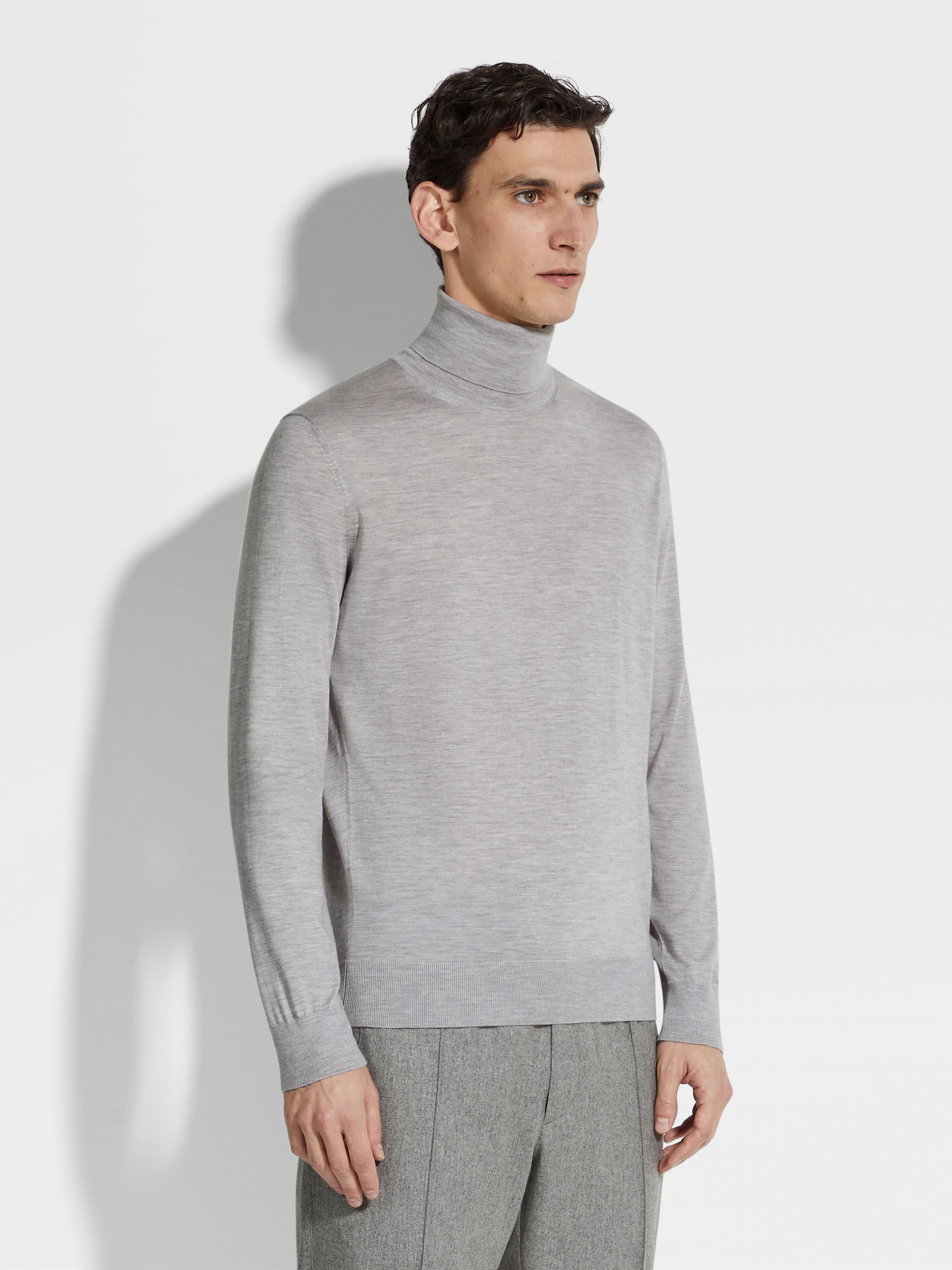 LIGHT GREY MÉLANGE CASHSETA TURTLENECK - 4