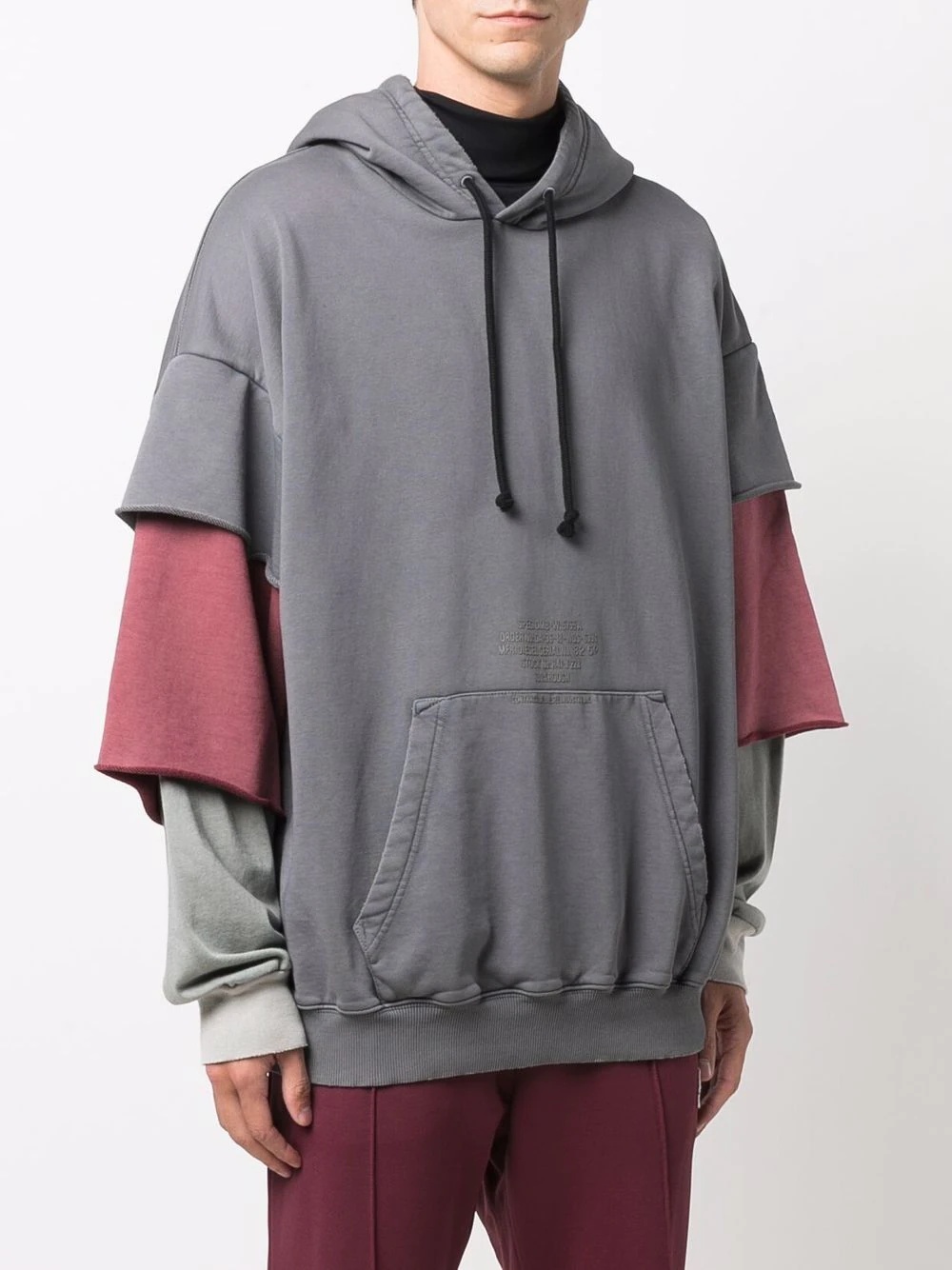 layered-sleeves cotton hoodie - 3