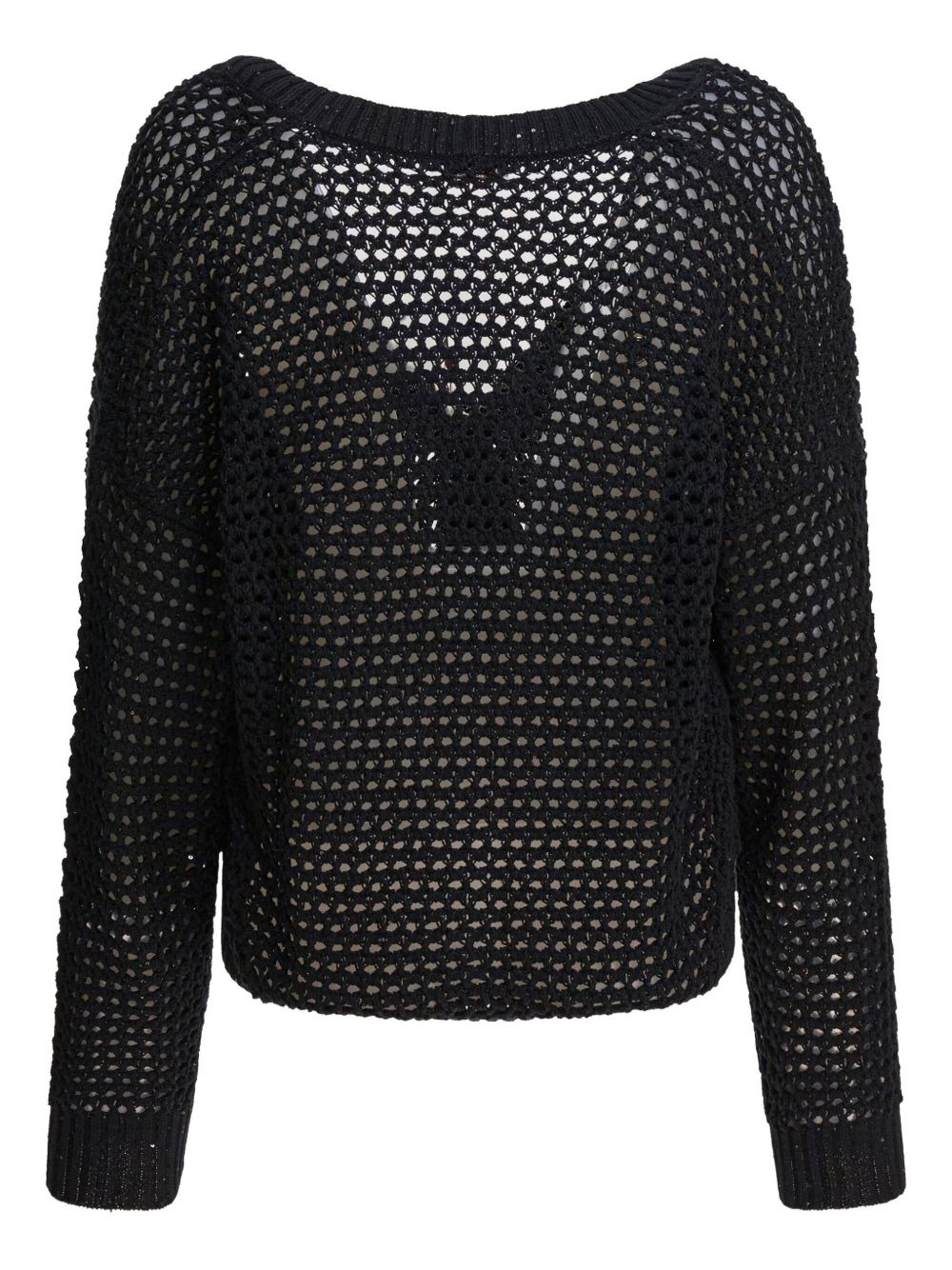 sequin-embellished open-knit cardigan - 2