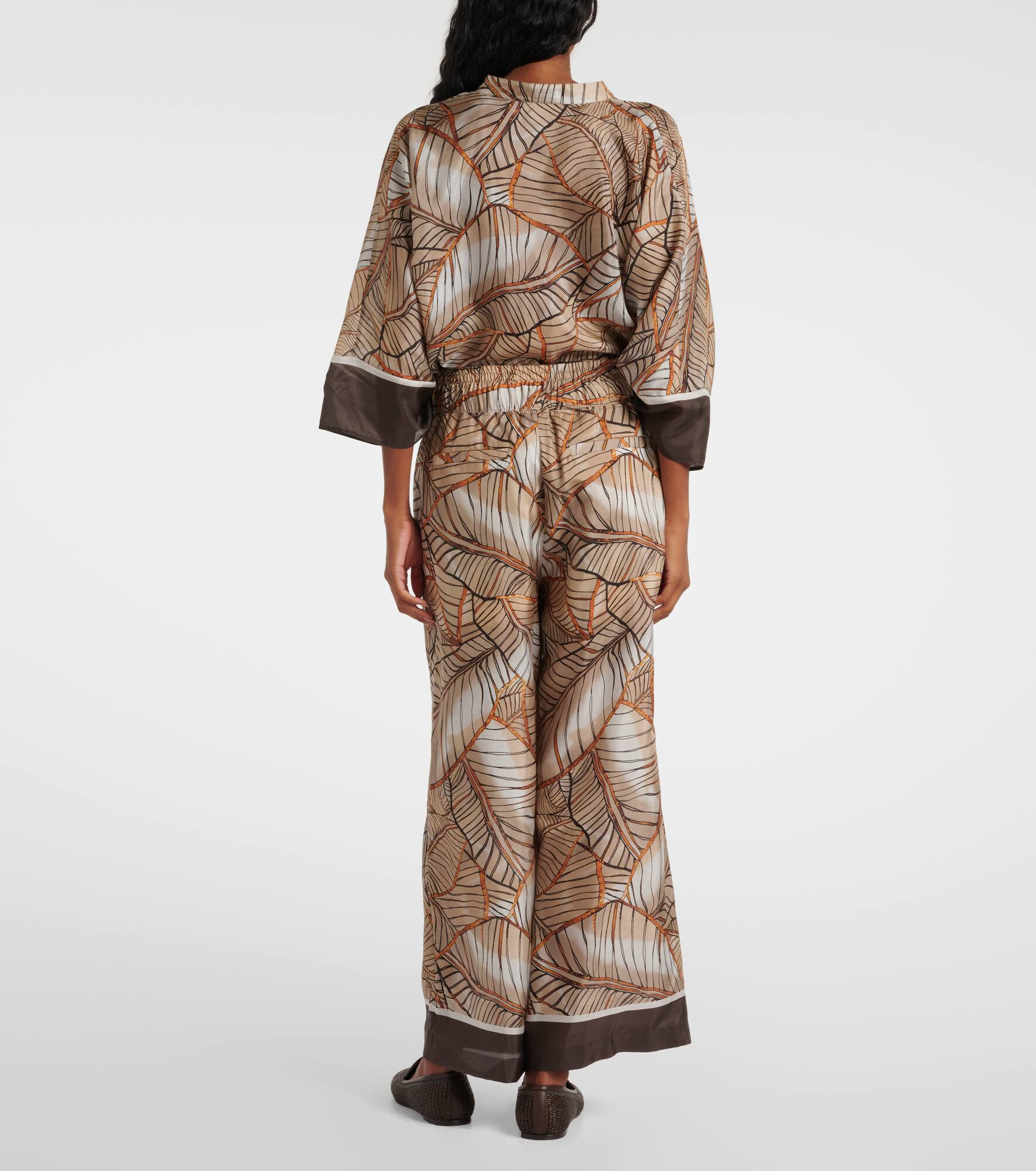 Printed silk wide-leg pants - 3