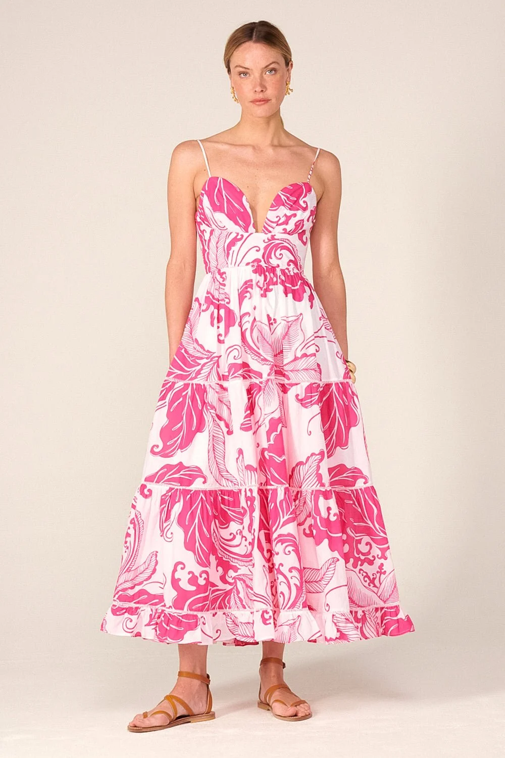 Long Dress Milena - Pink Reef Wave - 1