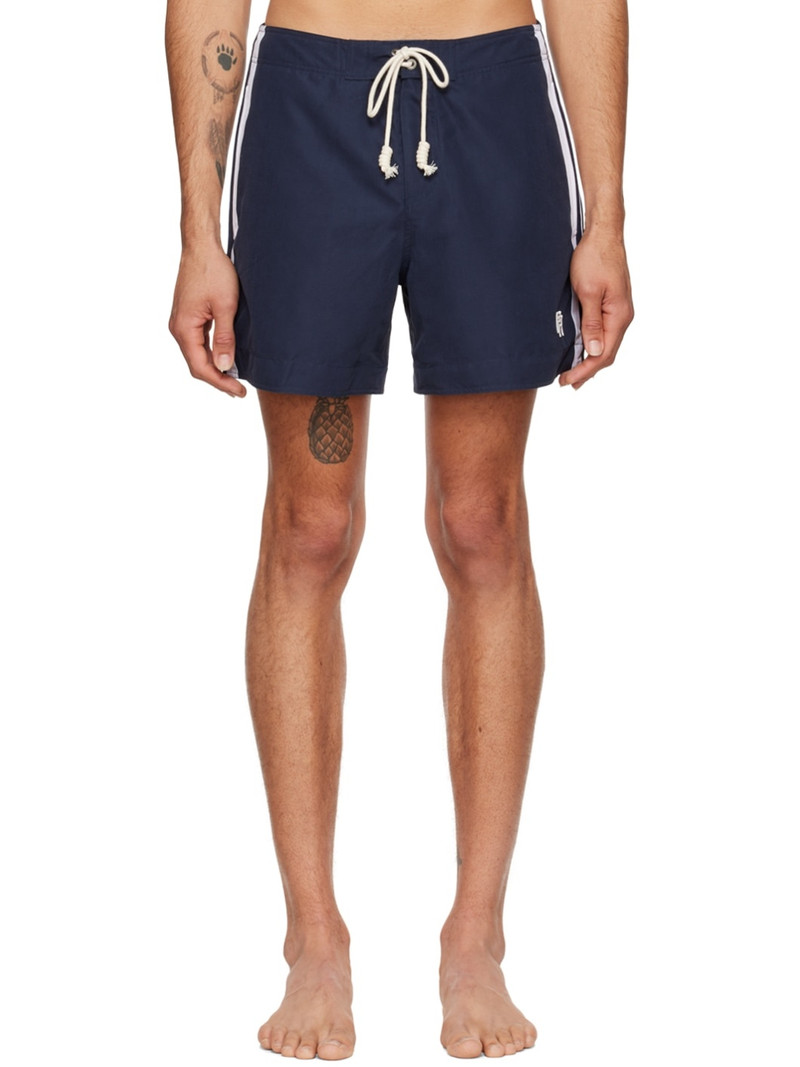 Navy Monogram Swim Shorts - 1