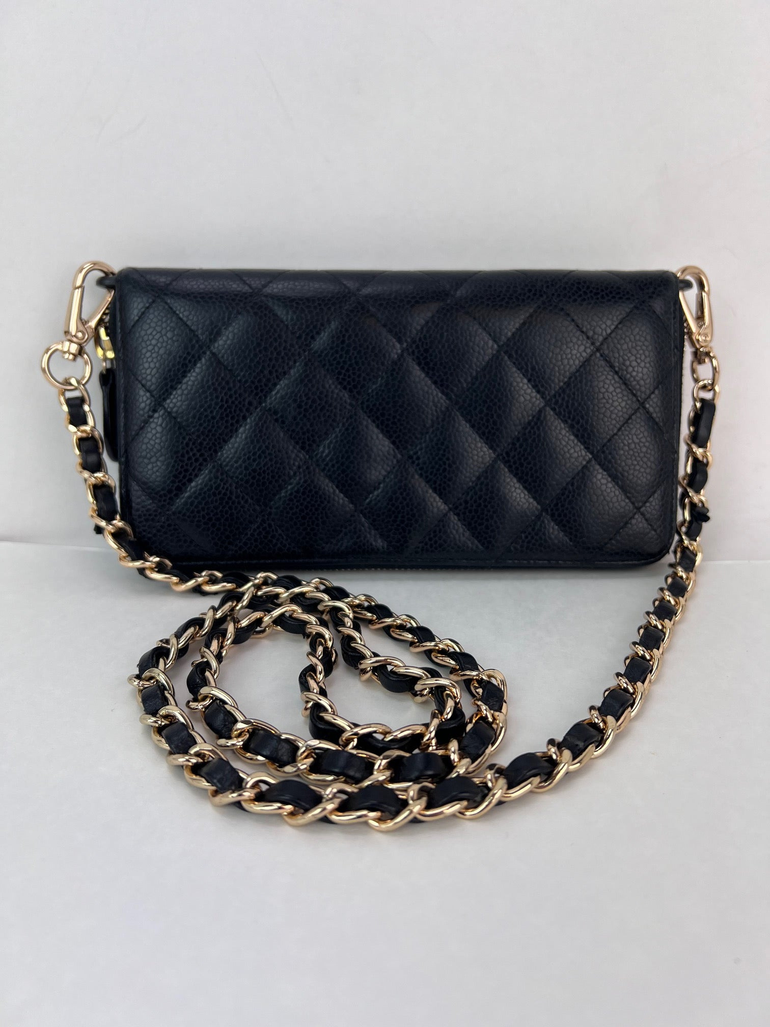 Chanel Caviar Quilted Large Gusset  Zip Around Black Wallet - 13
