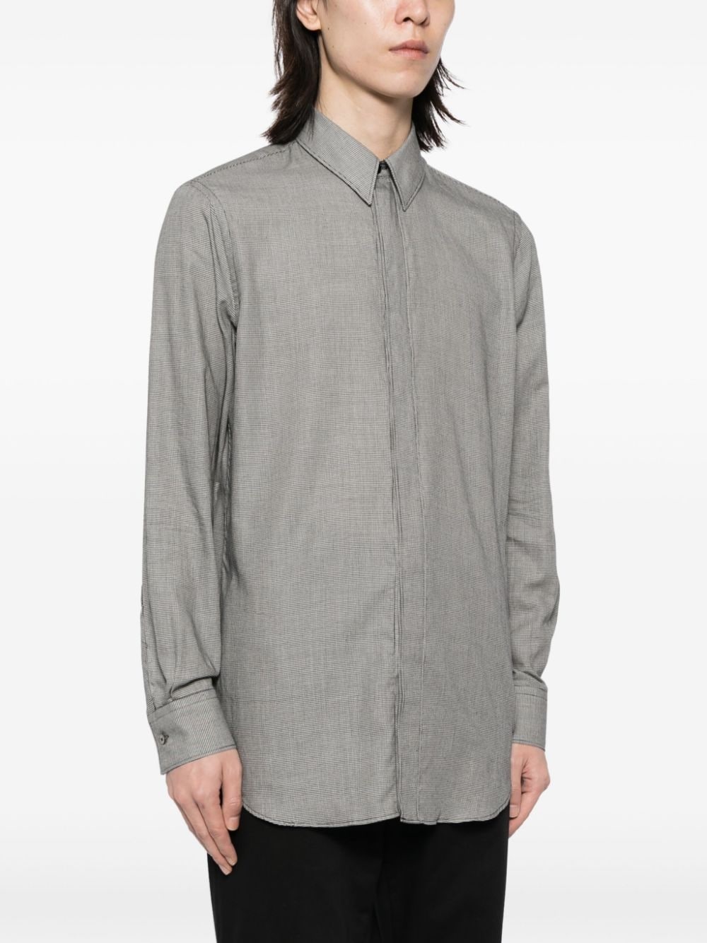 fine-check cotton blend shirt - 3
