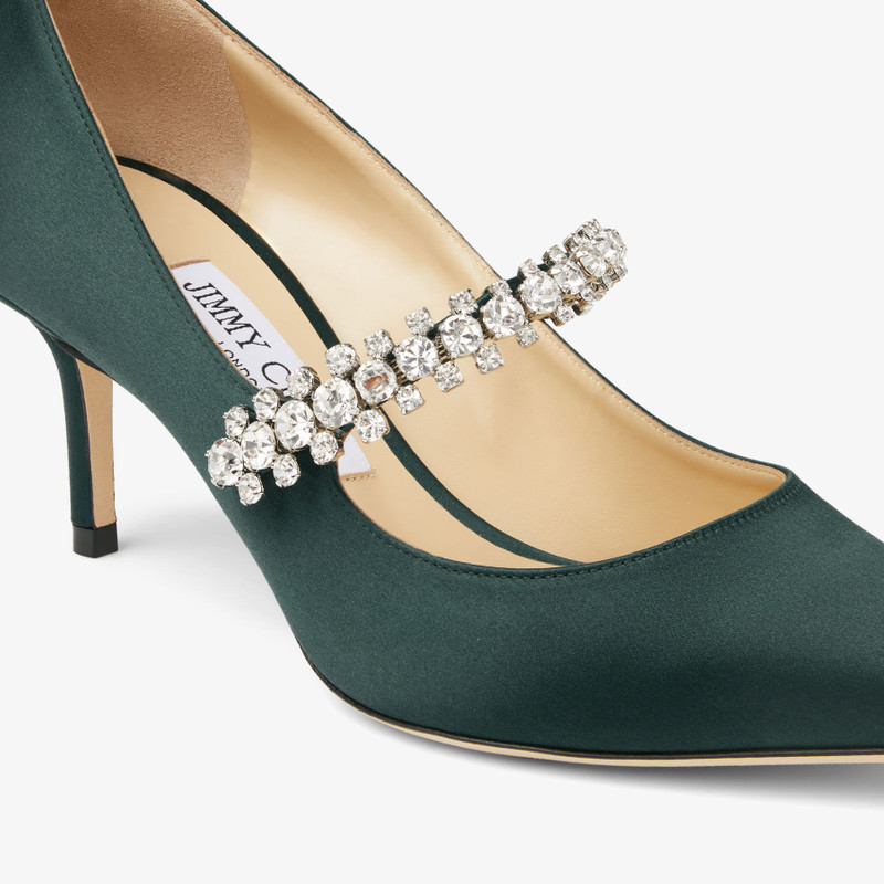 Bing Pump 65 Dark Green Satin Pumps with Swarovski Crystals 3
