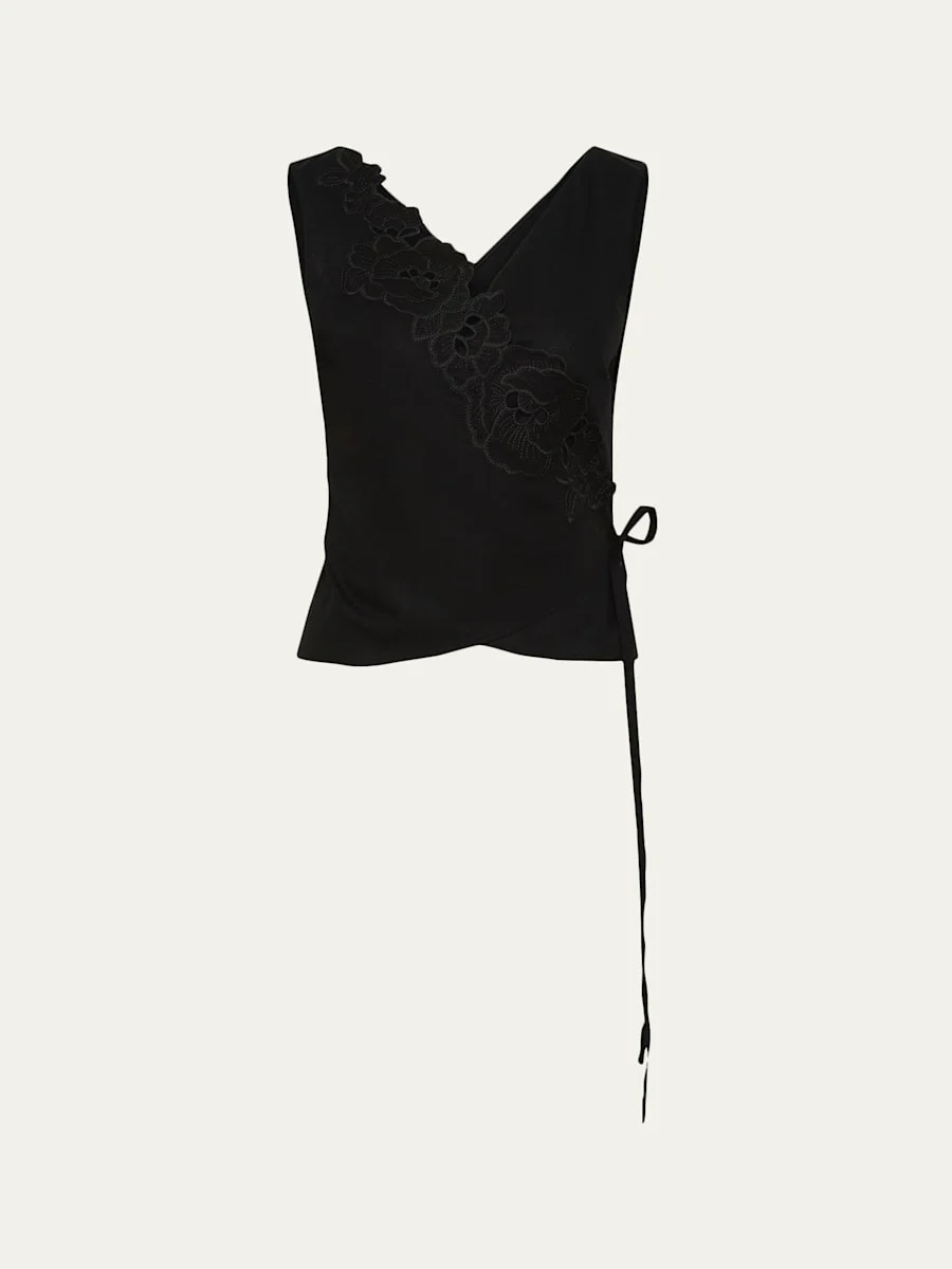 Klara Embroidered Wrap Top - 1