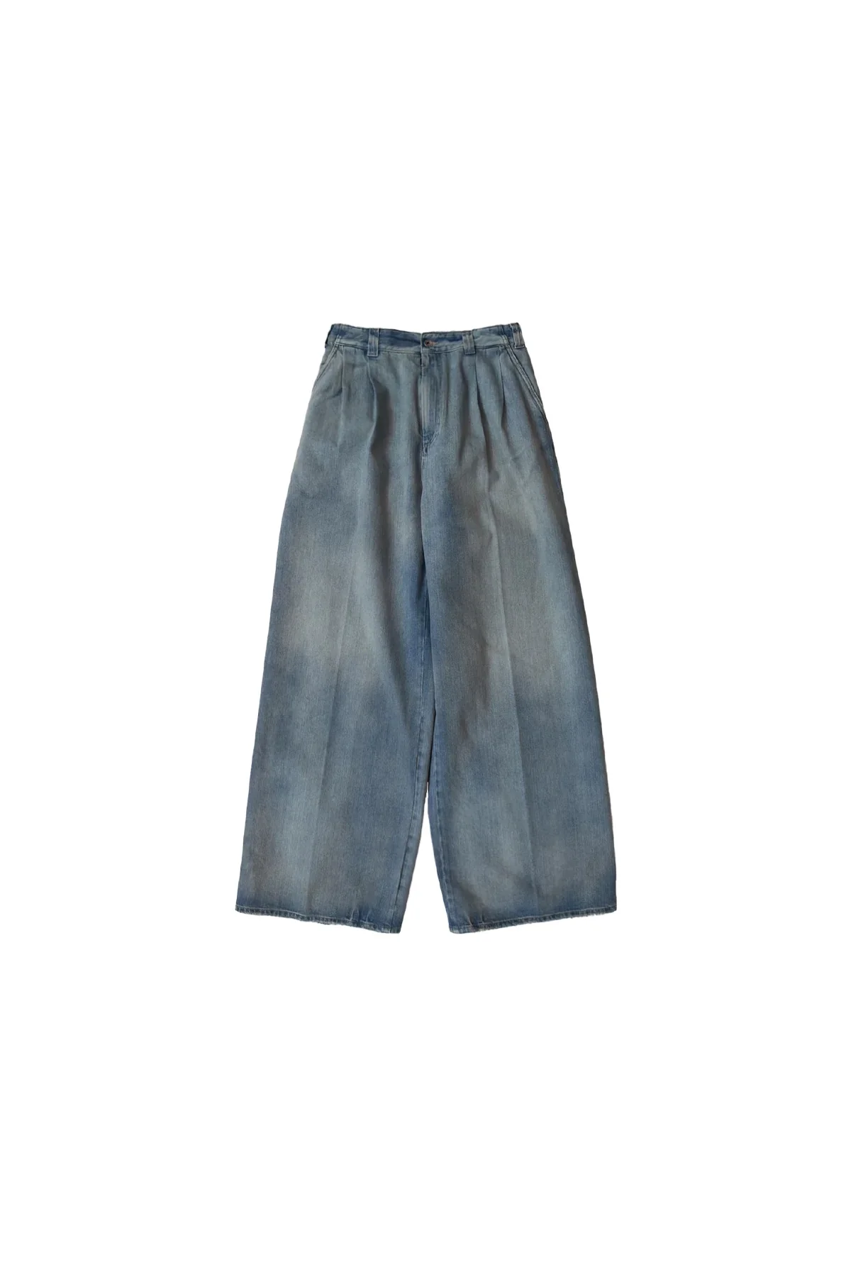 Maison Margiela Pleated Wide Leg Jeans Blue - 1